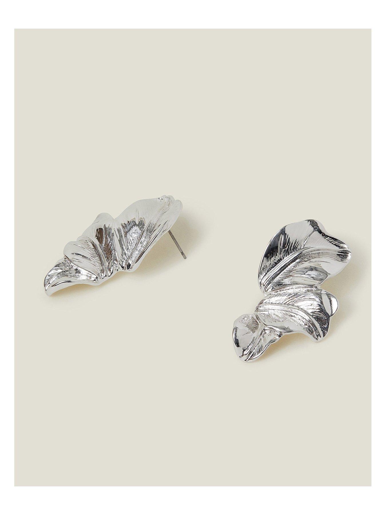 Image 3 of 3 of Accessorize Layered Leaf Drop Earrings Silver