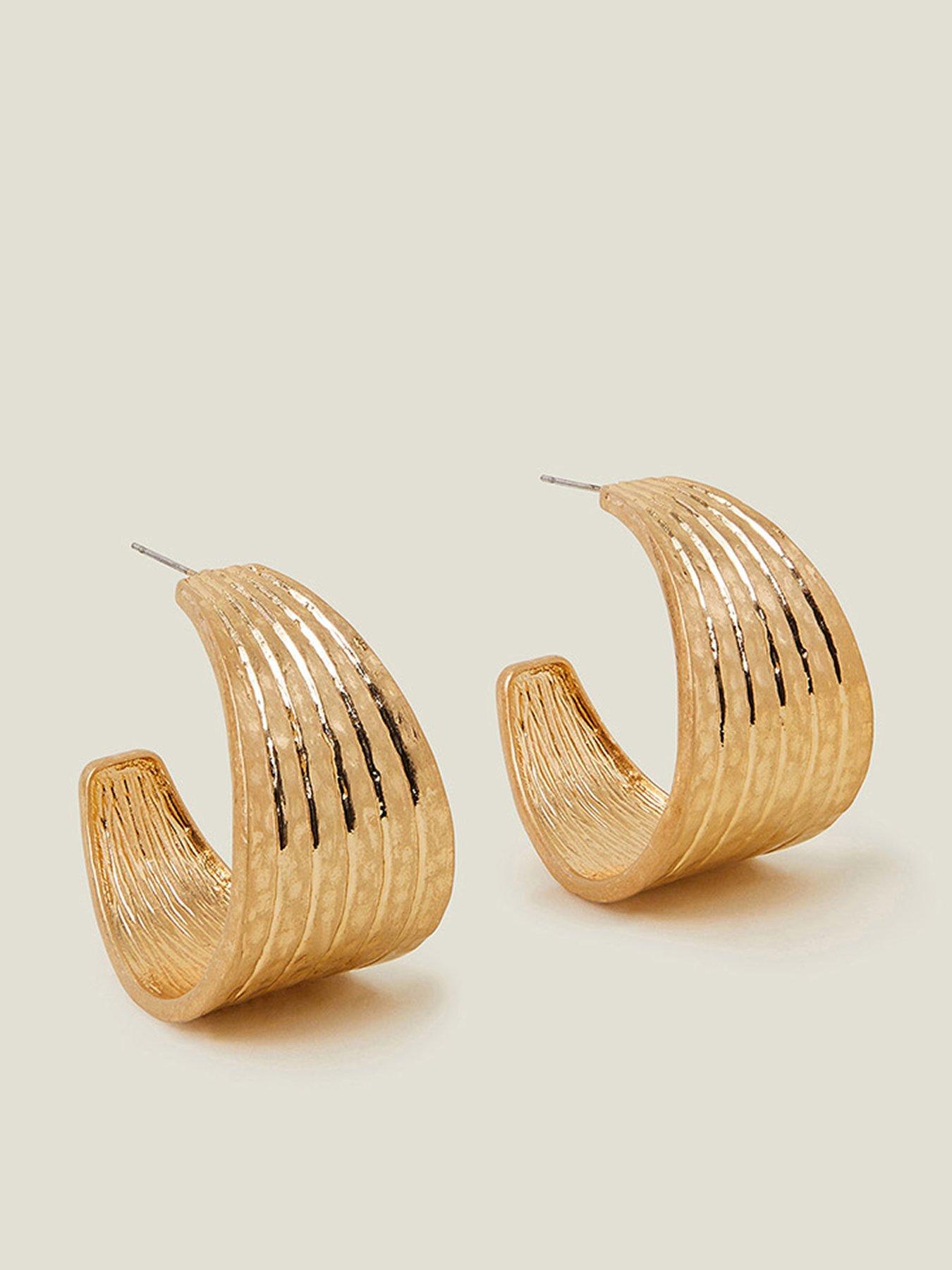 Product photograph of Accessorize Textured Ridge Hoop Earrings from very.co.uk