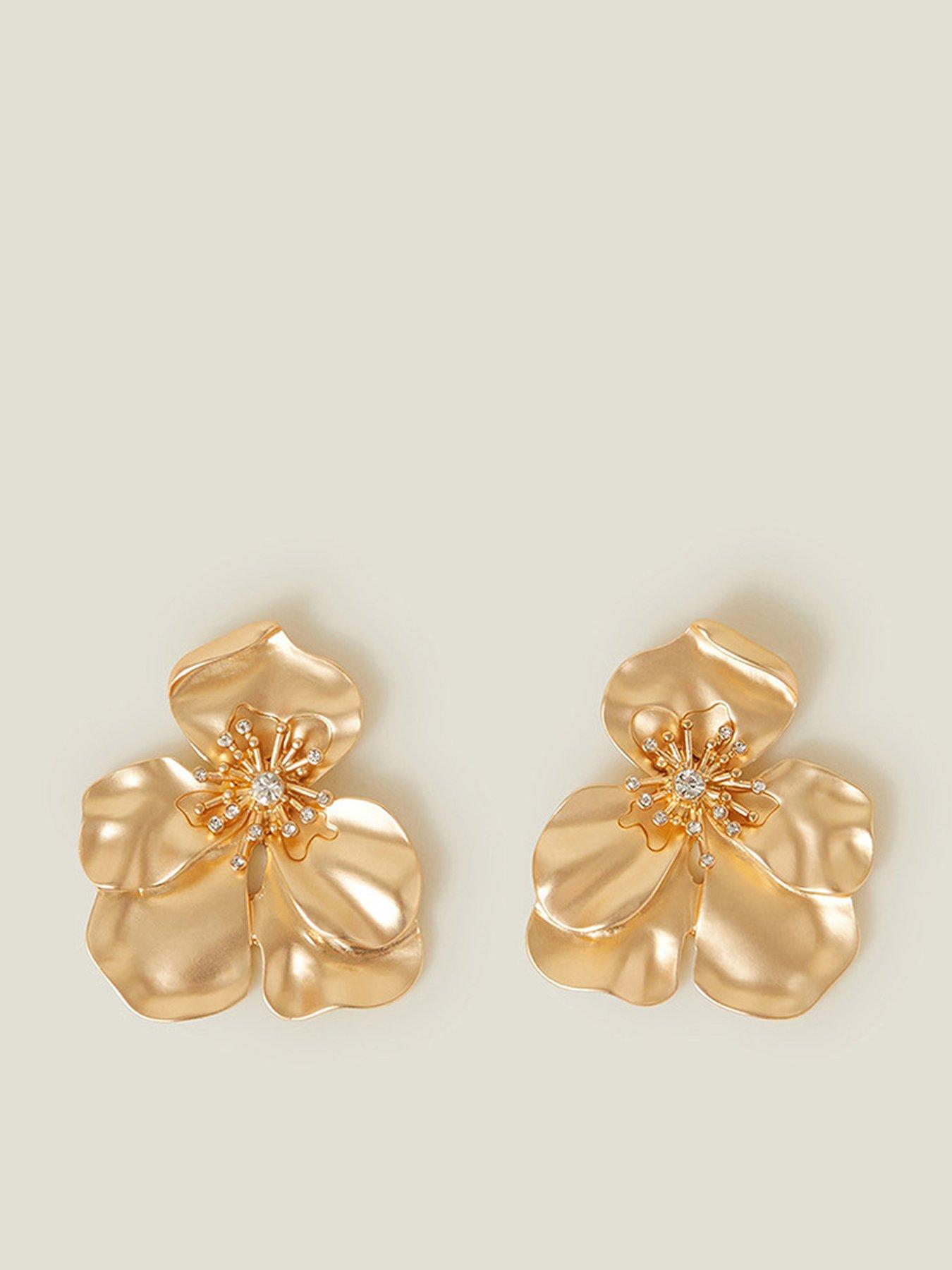 Product photograph of Accessorize Statement Diamante Flower Stud Earrings from very.co.uk