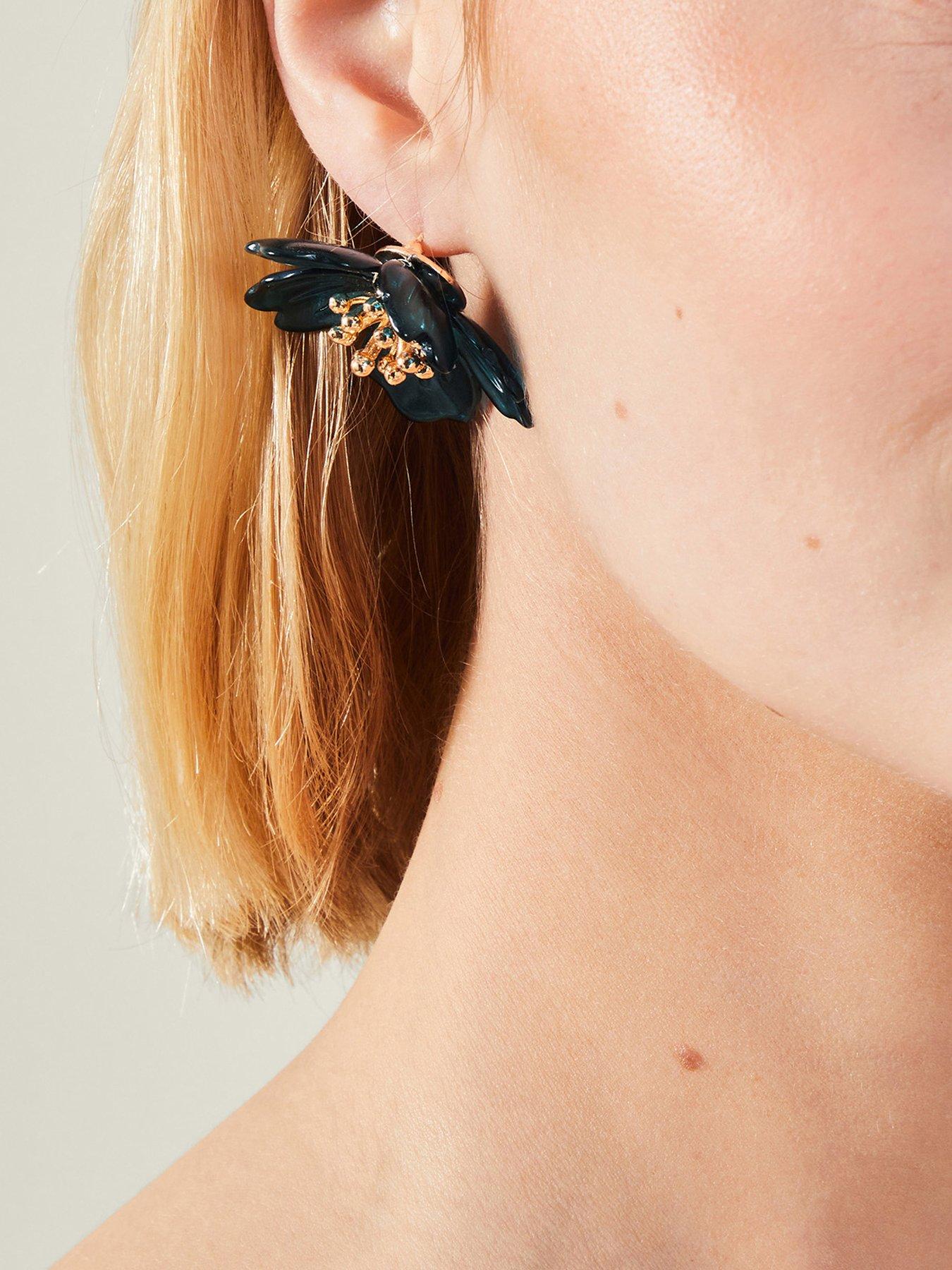 Image 2 of 3 of Accessorize Statement Resin Flower Stud Earrings