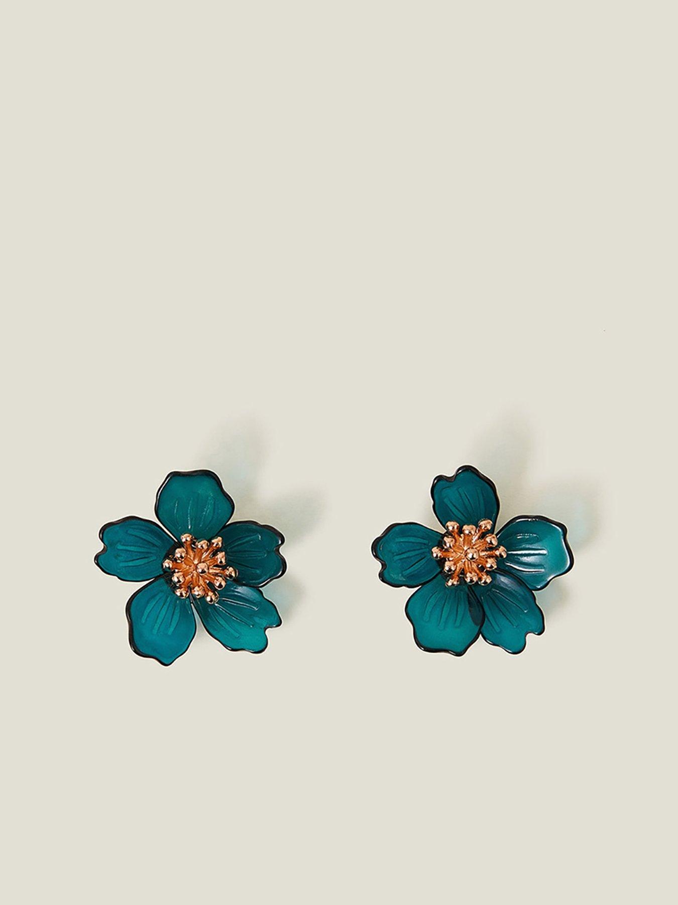 Image 3 of 3 of Accessorize Statement Resin Flower Stud Earrings