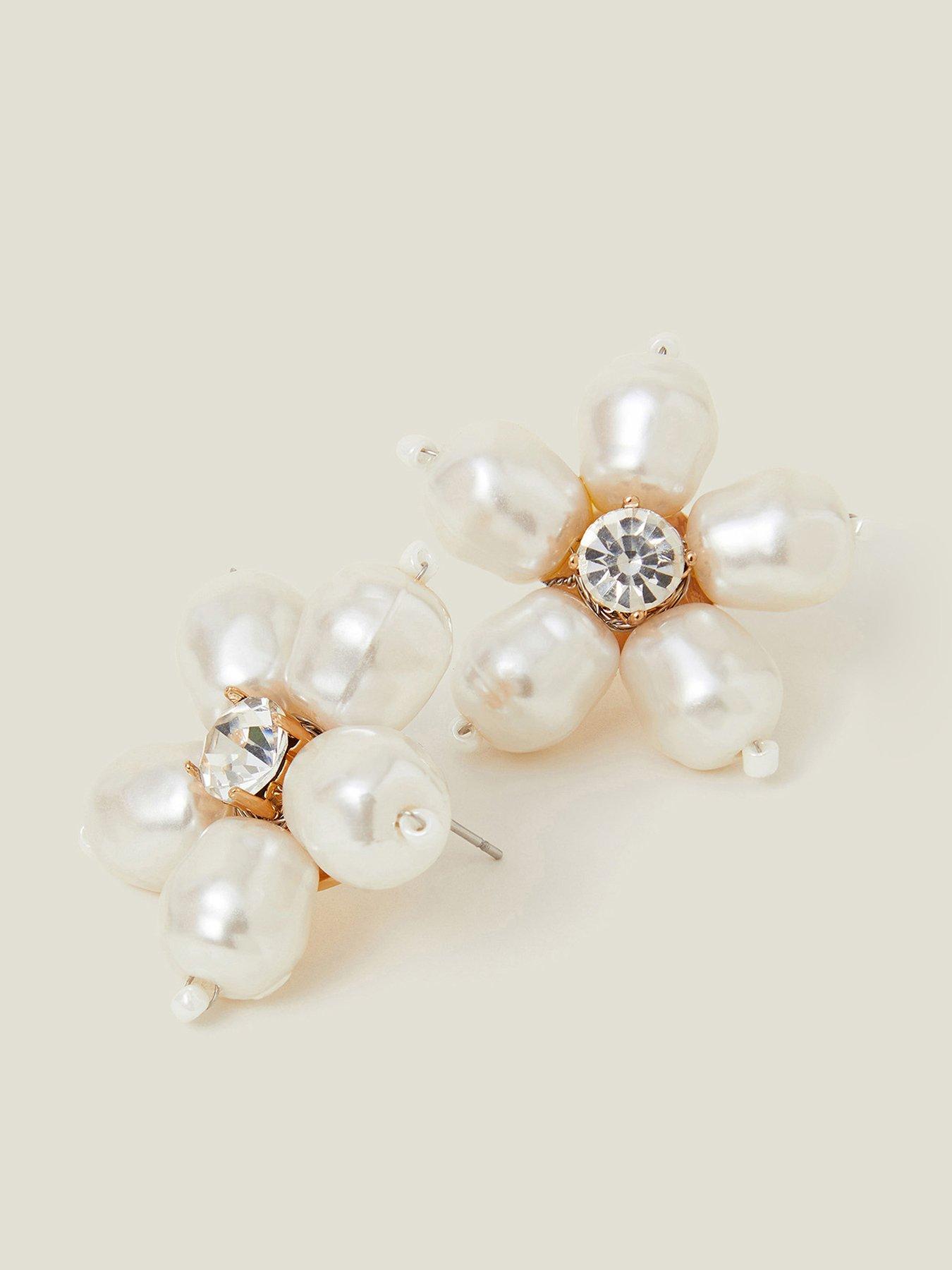 Product photograph of Accessorize Pearl Flower Stud Earrings from very.co.uk