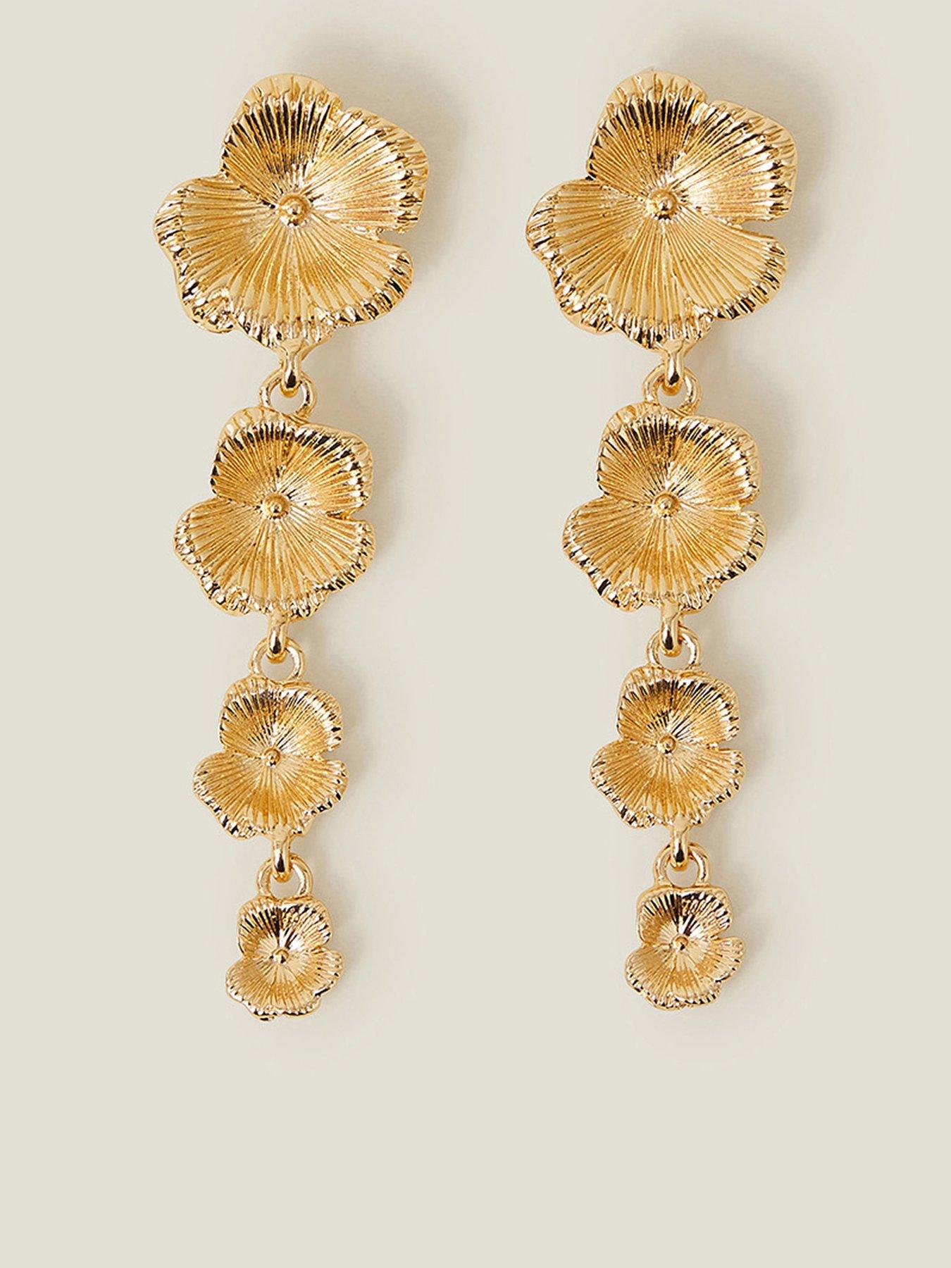 undefined Statement Flower Drop Earrings
