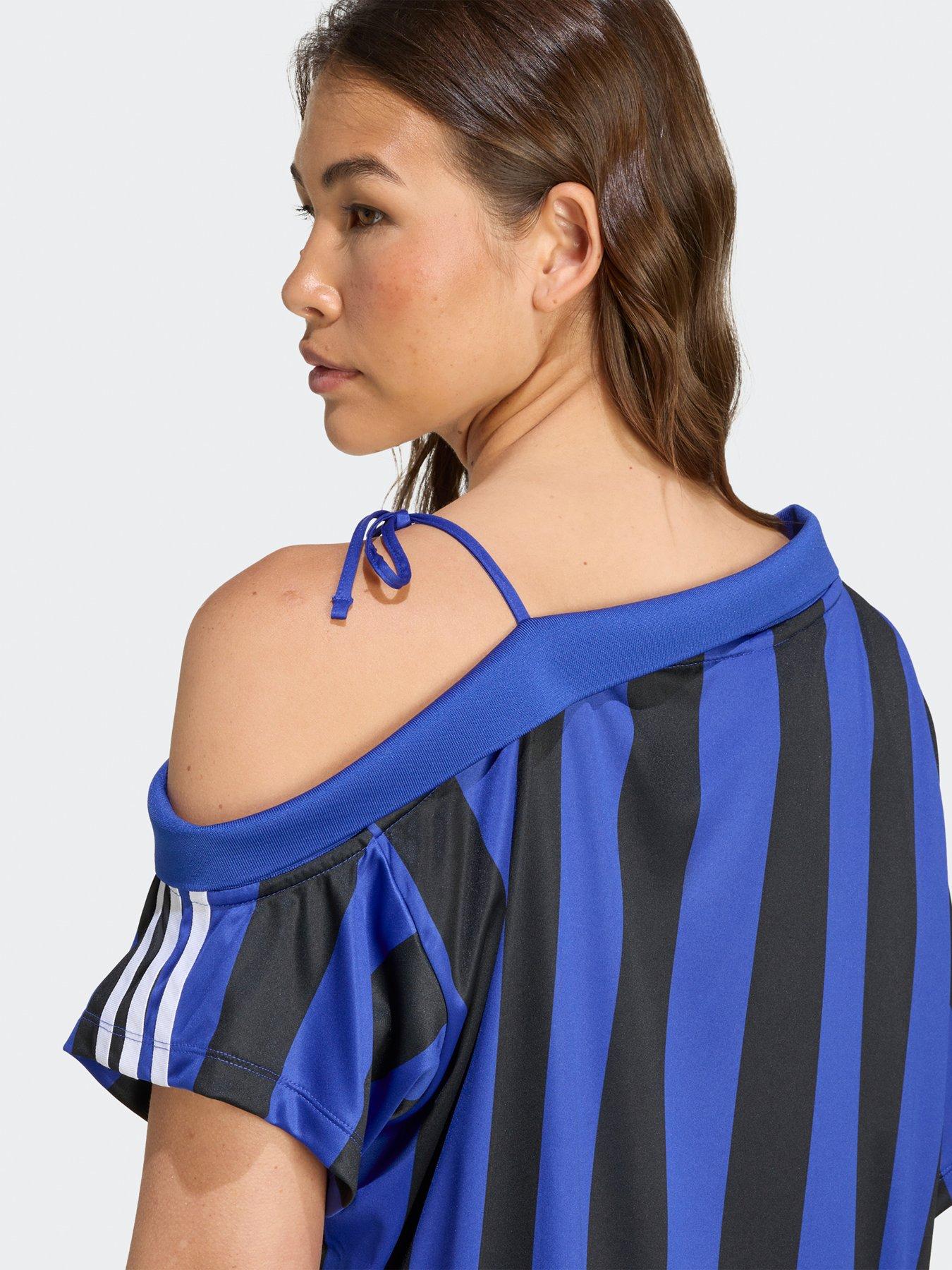 adidas Originals Womens Soccer Summer Off Shoulder Jersey - Blue