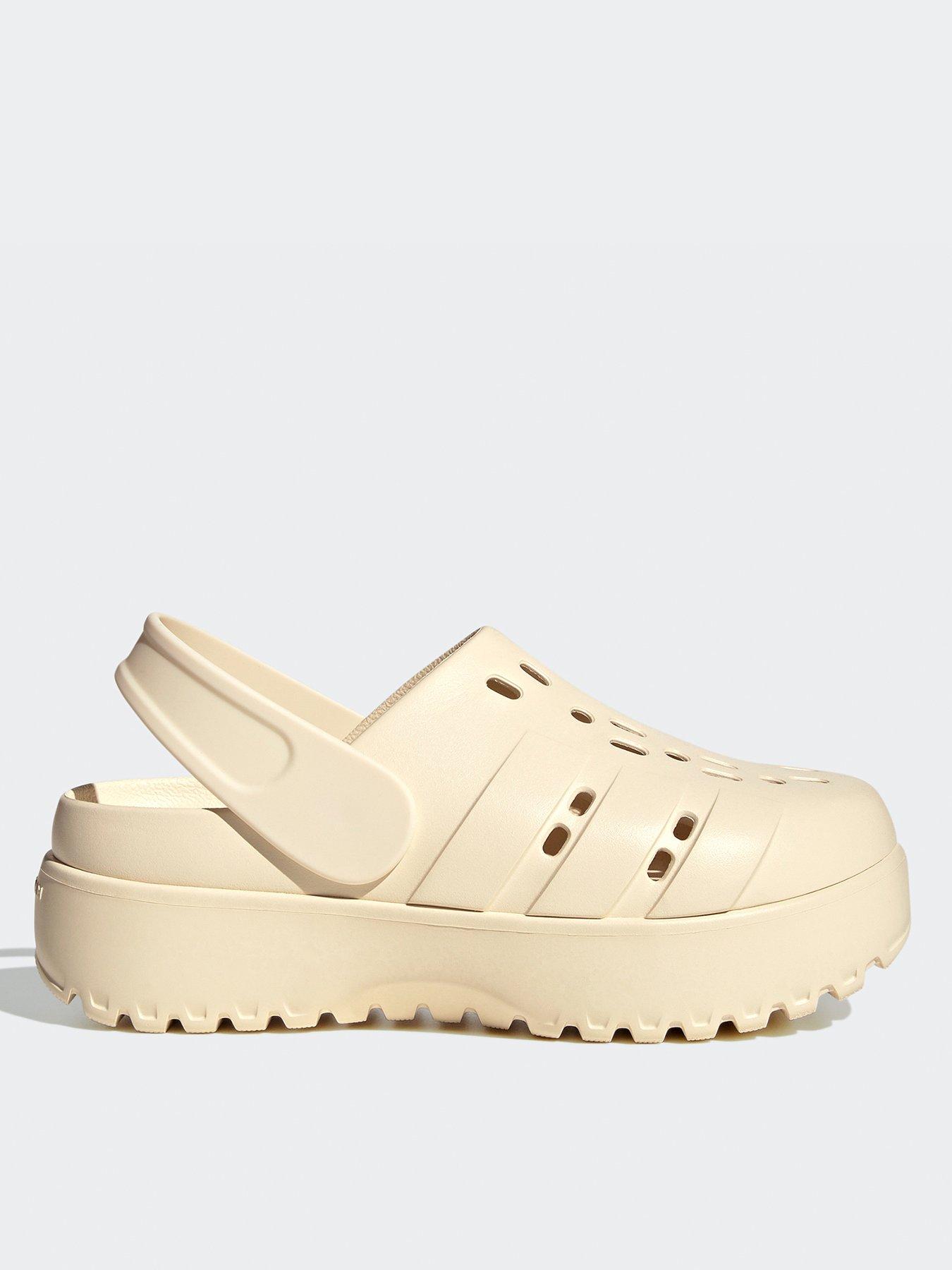 adidas Sportswear Womens Adilette Platform Clogs - White