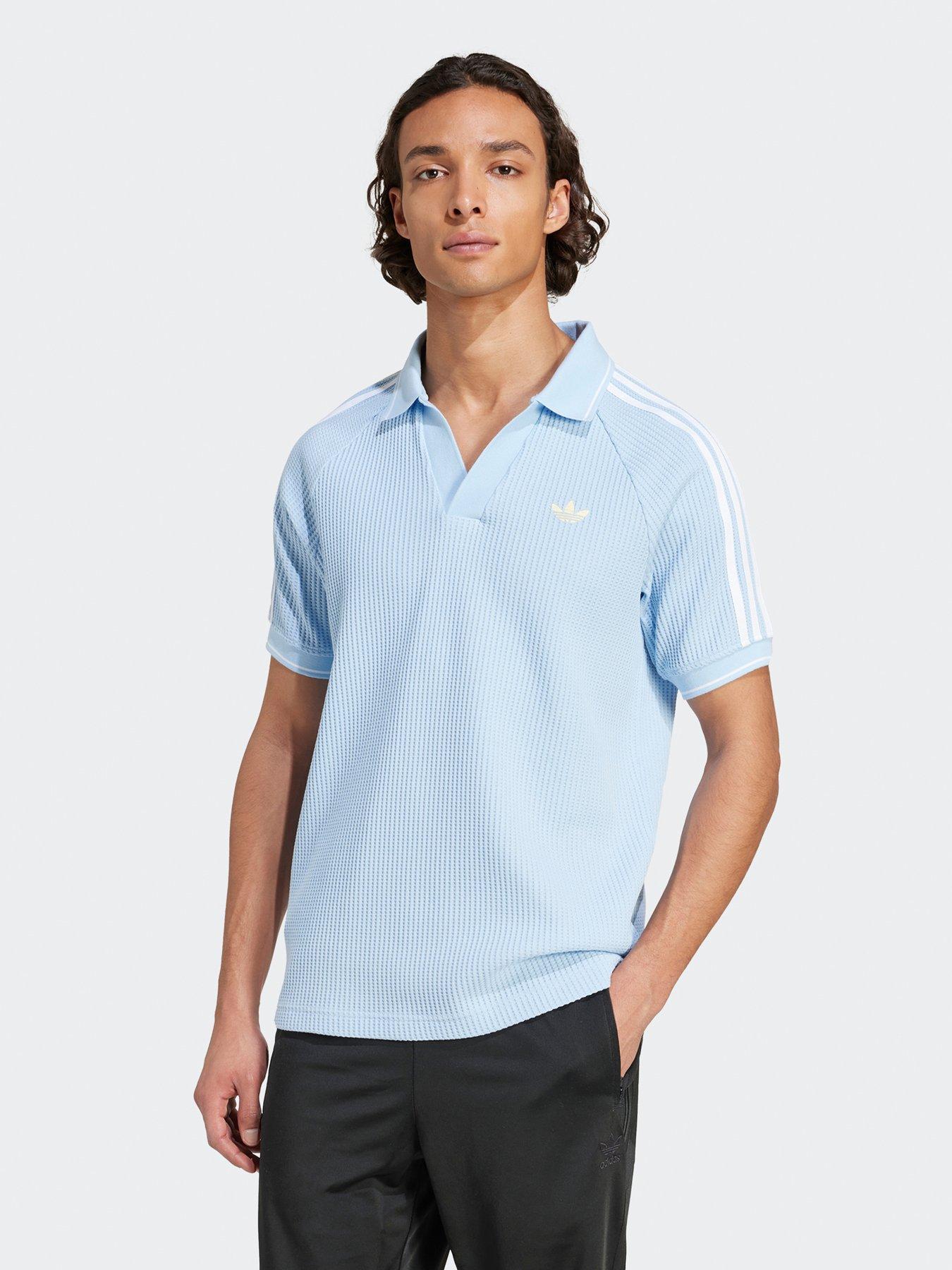 undefined Mens Waffle Knit Polo Shirt - Blue
