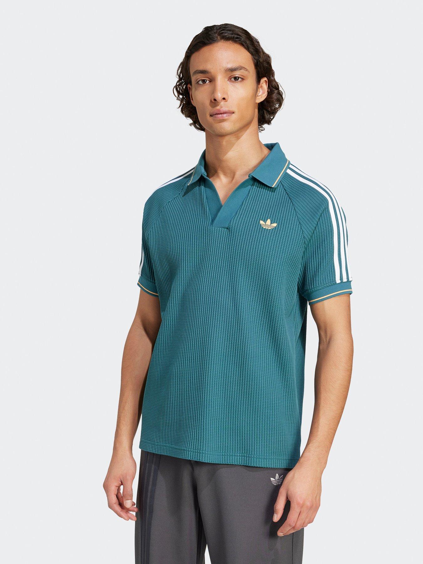 undefined Mens Waffle Knit Polo Shirt - Green