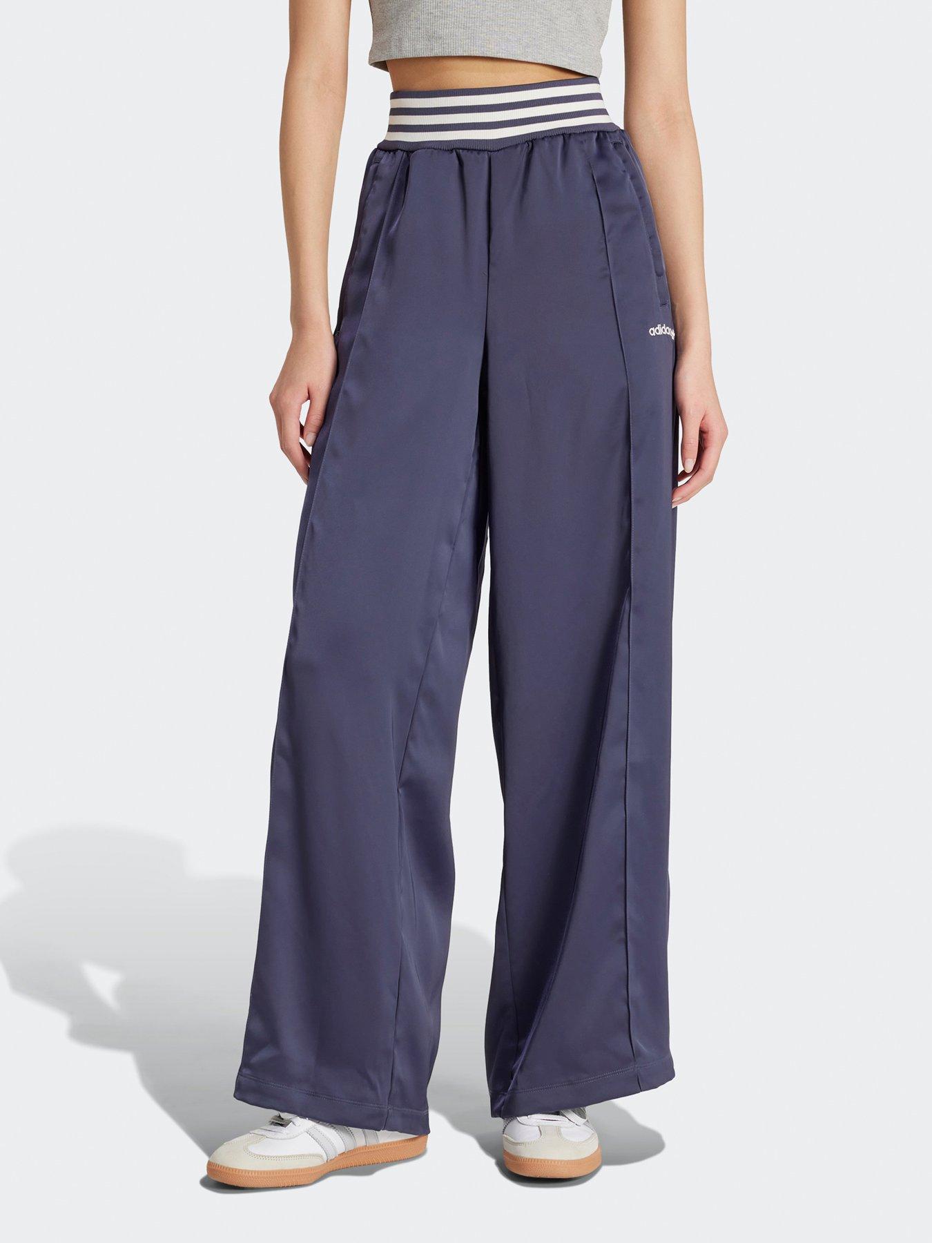 undefined Women's Striped Rib Wide Leg Tracksuit Bottoms - Blue
