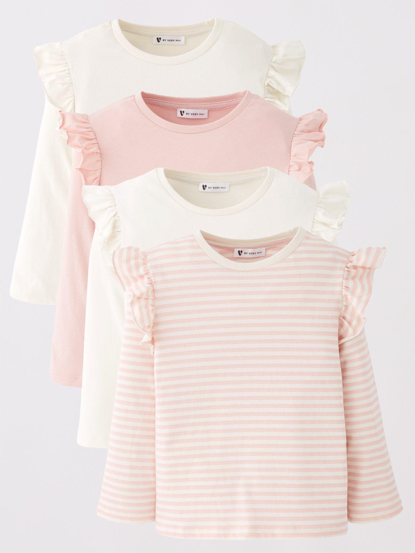 Mini V by Very Girls 4 Pack Bow Tulle Tshirts With Frill Shoulder