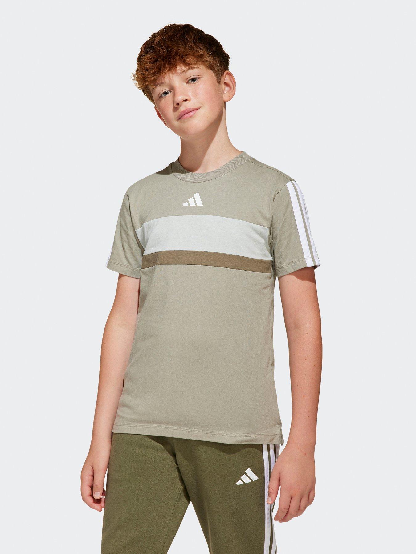 undefined Junior Boys Seasonal Essentials Tiberio 3-Stripes T-Shirt - Green