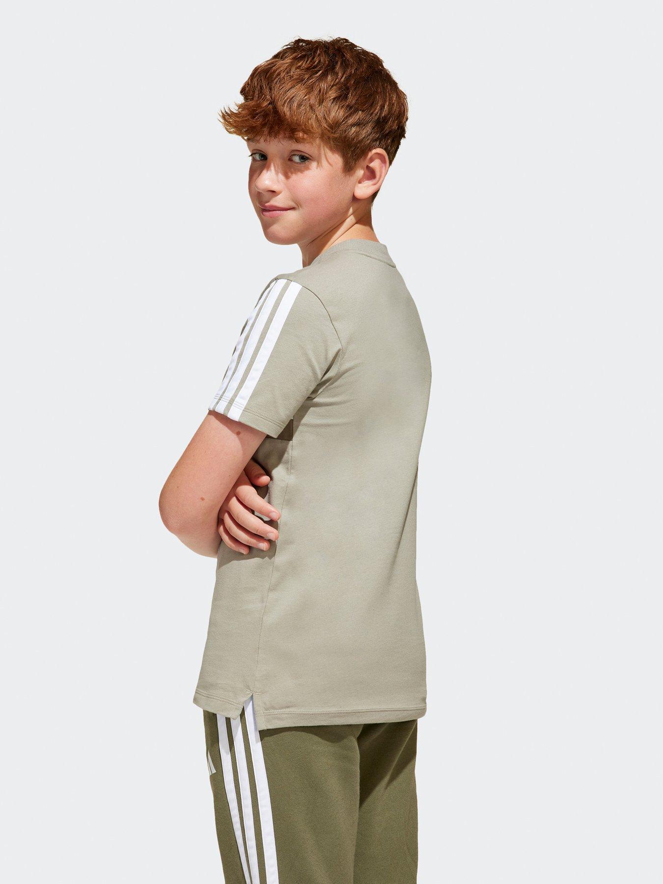 Image 2 of 5 of adidas Sportswear Junior Boys Seasonal Essentials Tiberio 3-Stripes T-Shirt - Green