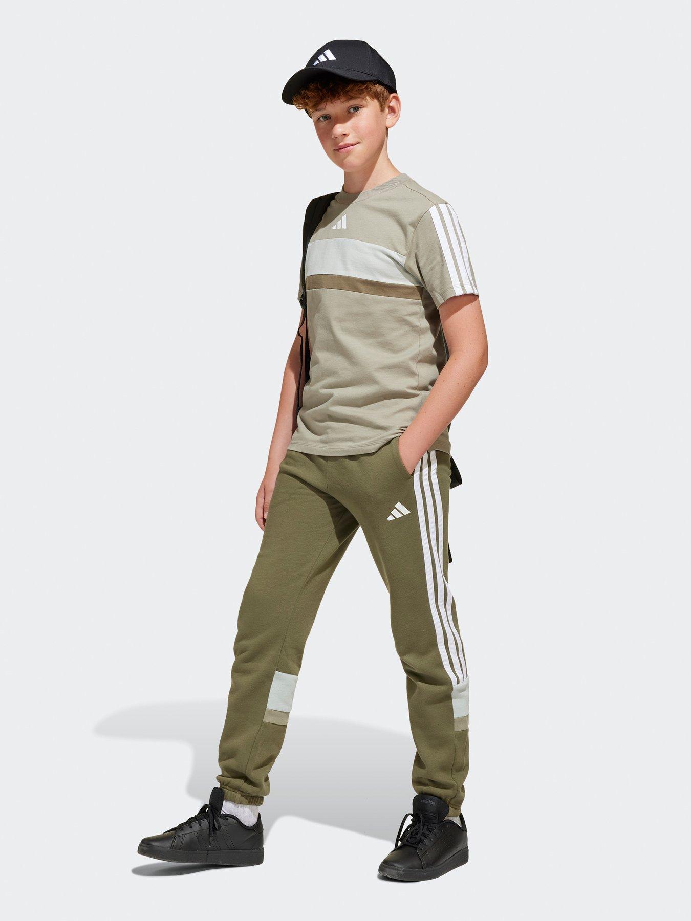 Image 3 of 5 of adidas Sportswear Junior Boys Seasonal Essentials Tiberio 3-Stripes T-Shirt - Green