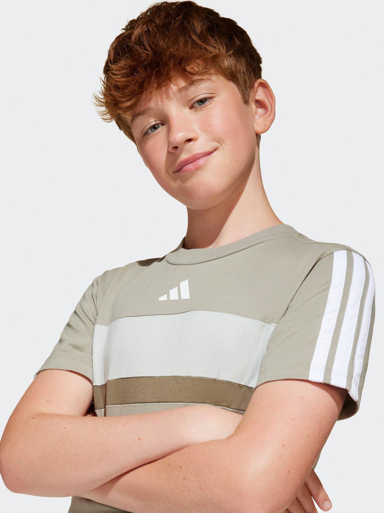 Image 4 of 5 of adidas Sportswear Junior Boys Seasonal Essentials Tiberio 3-Stripes T-Shirt - Green