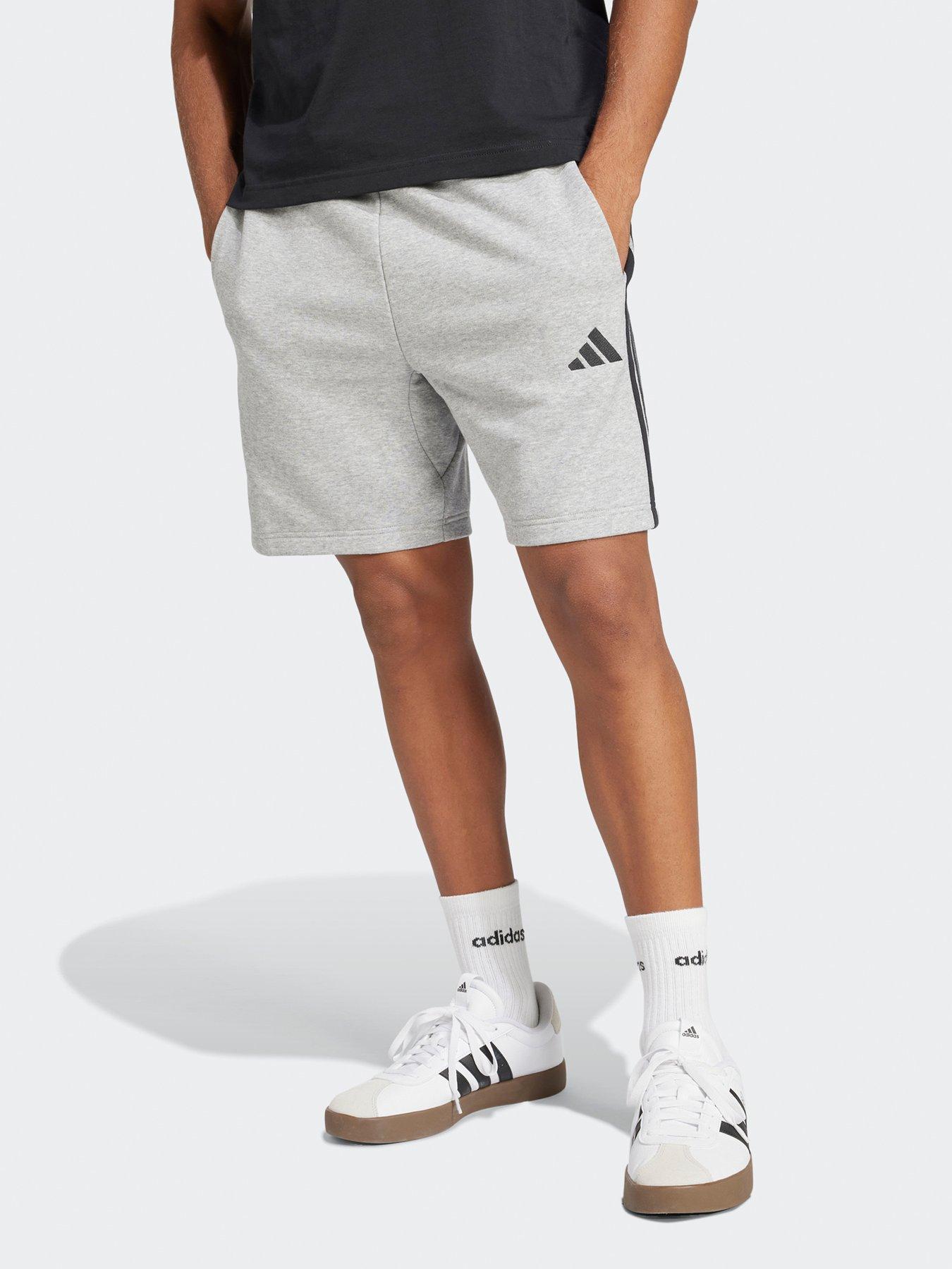 undefined Men's Essential 3-Stripes French Terry Shorts - Grey