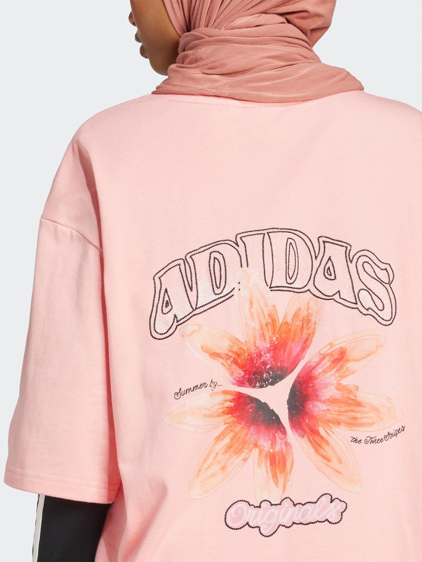 adidas Originals Womens Summer Glow Graphic T-Shirt Pink Very
