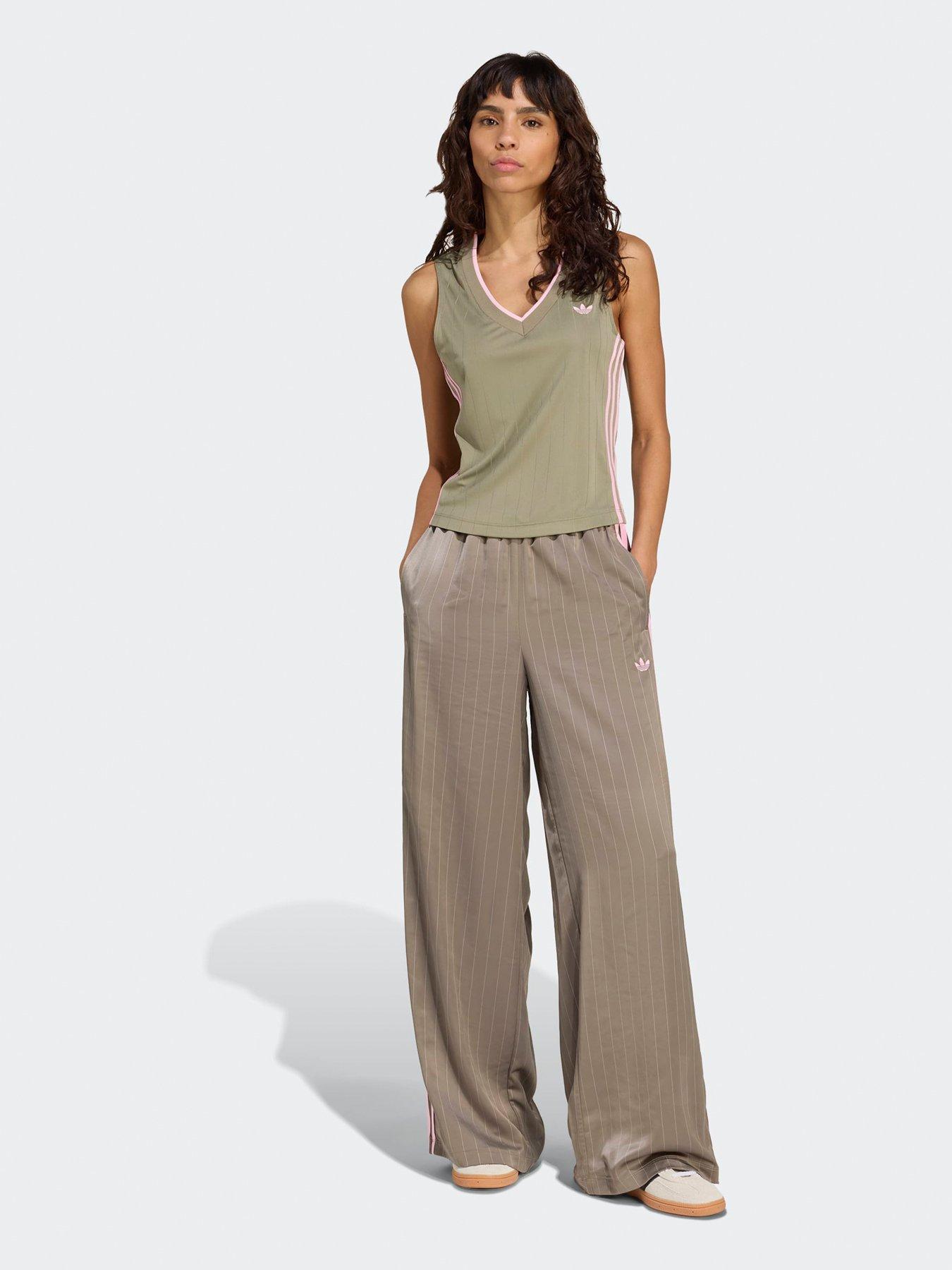 Image 3 of 5 of adidas Originals Womens Soccer Summer Satin Wide Leg Pants - Khaki