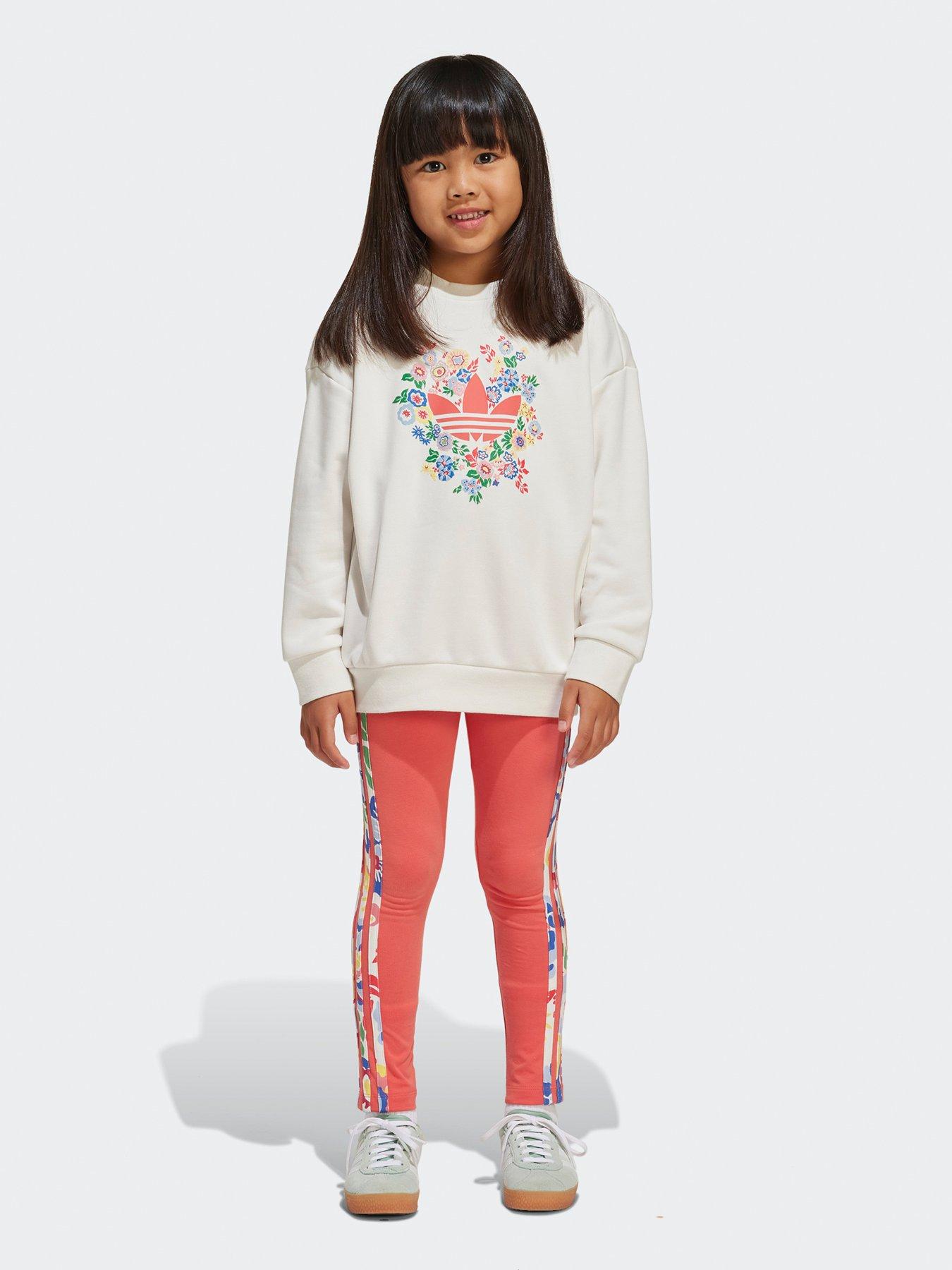 Image of adidas Originals Kids Girls Liberty London Crew Leggings Set - White