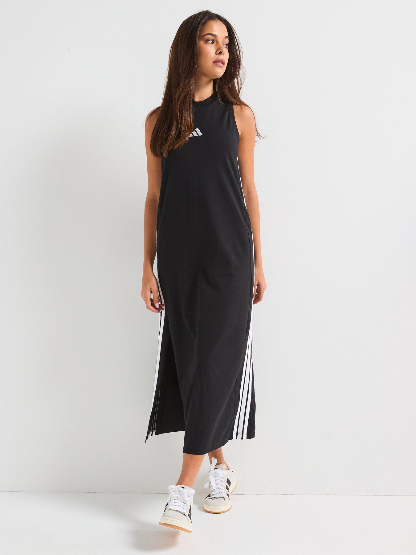 undefined Women's Essentials 3-Stripes Long Racerback Dress - Black
