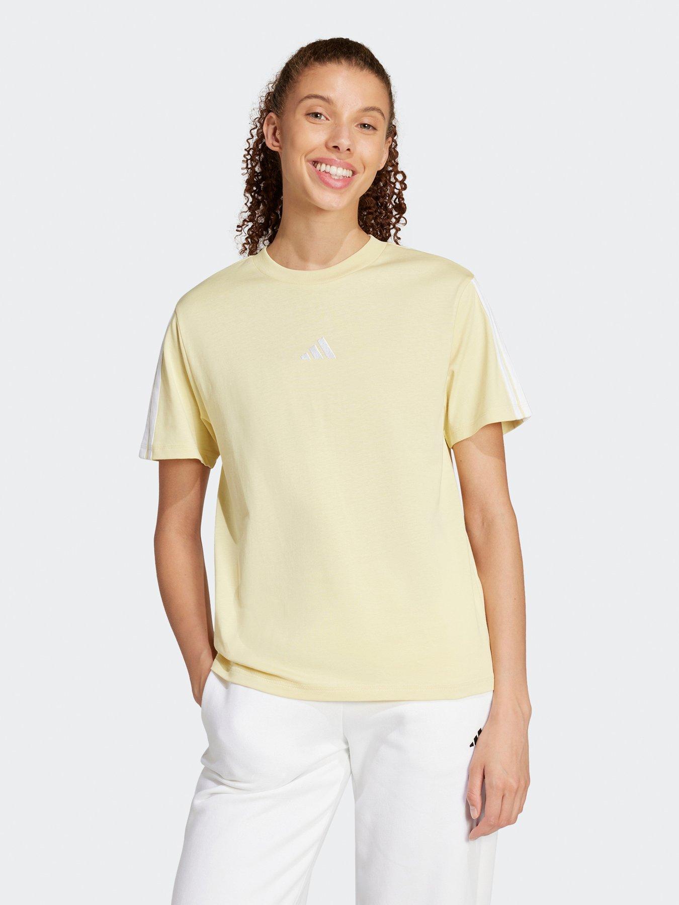 undefined Women's Essentials 3-Stripes Cotton T-Shirt - Yellow
