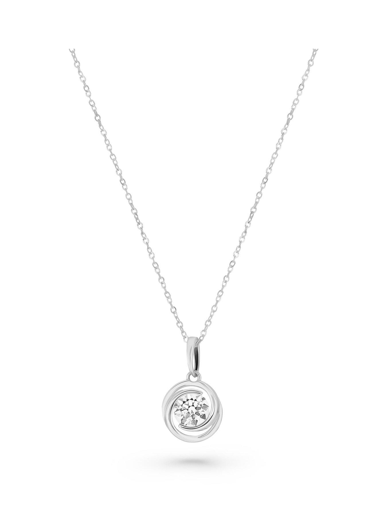 Beaverbrooks 9ct White Gold Cubic Zirconia Pendant