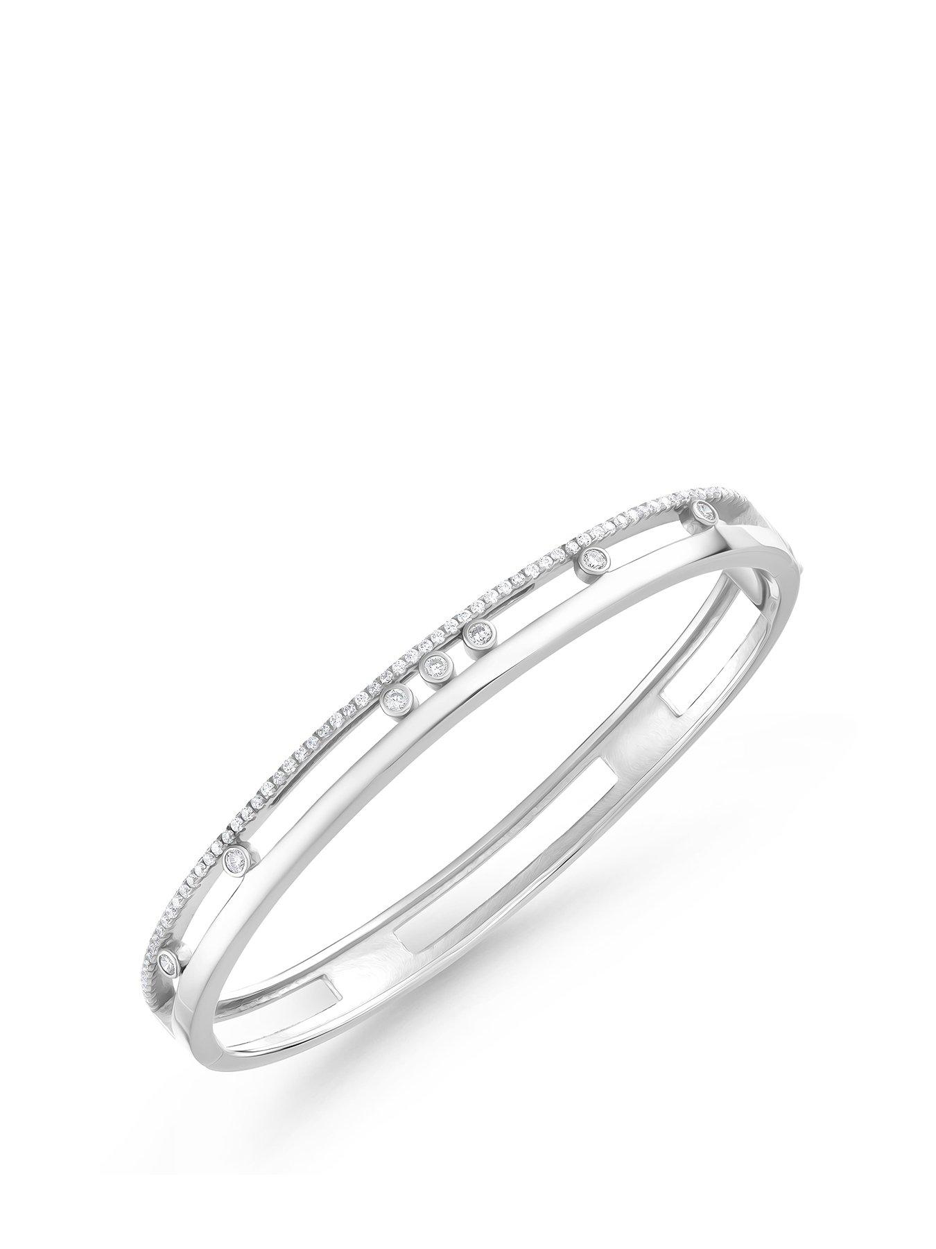 Beaverbrooks Silver Cubic Zirconia 6cm Glide Bangle