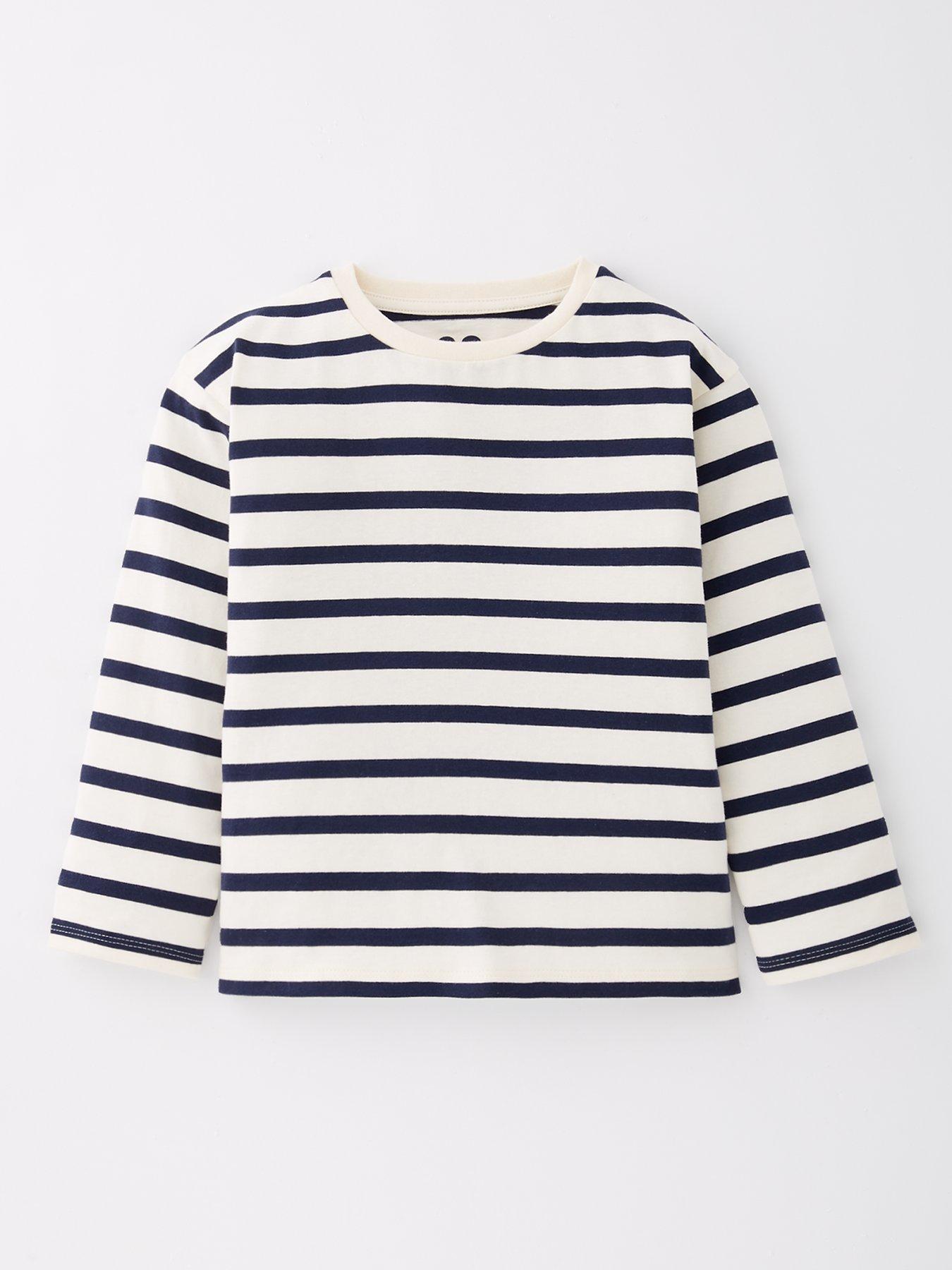 The Very Collection Girls Stripe Long Sleeve T-shirt - Navy/ Off White