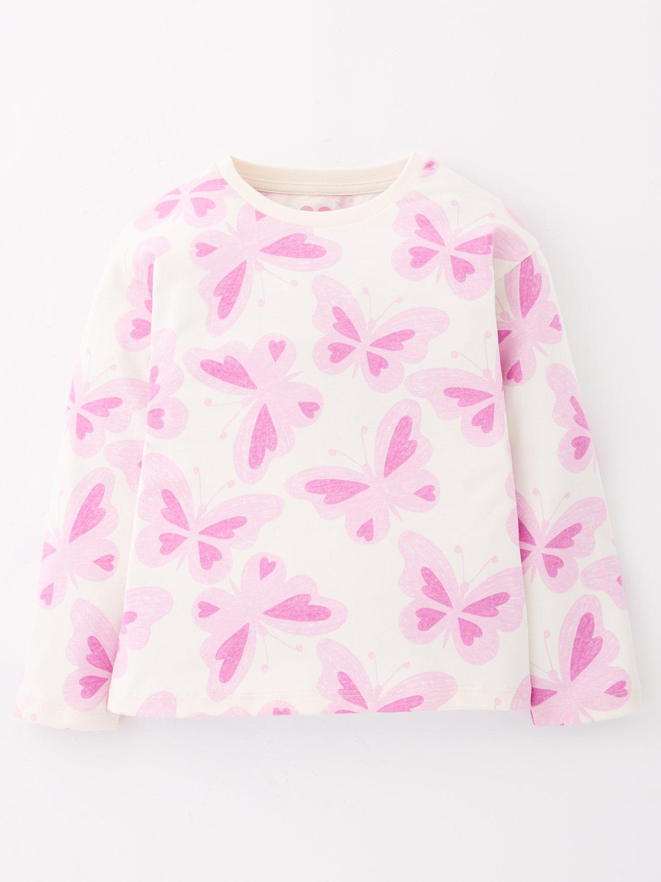 undefined Girls Oversized Long Sleeve T-shirt - Butterfly Print