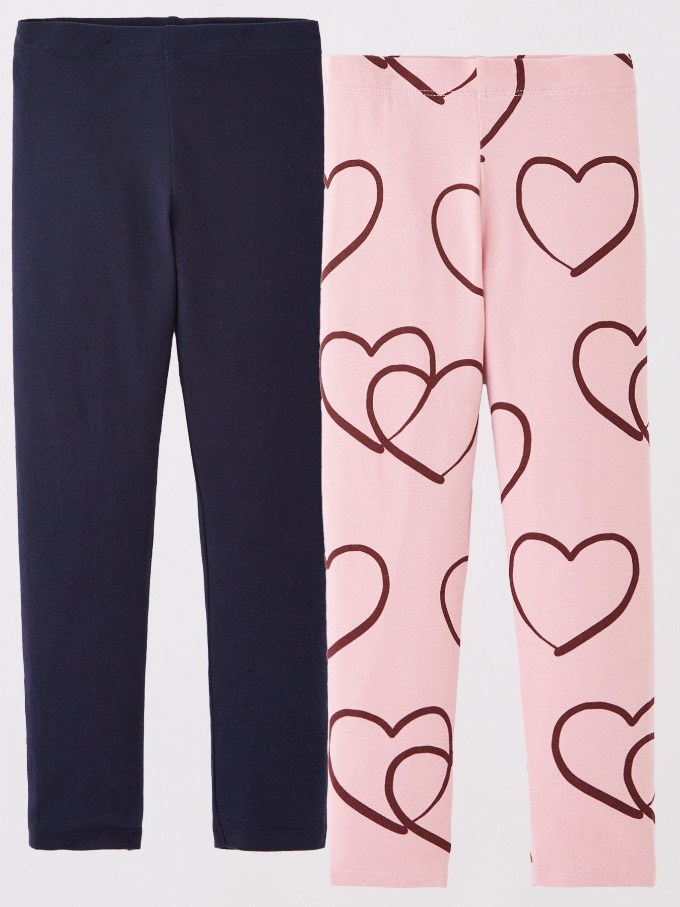 The Very Collection: Girls Heart Print 2 Pack Leggings - Multi