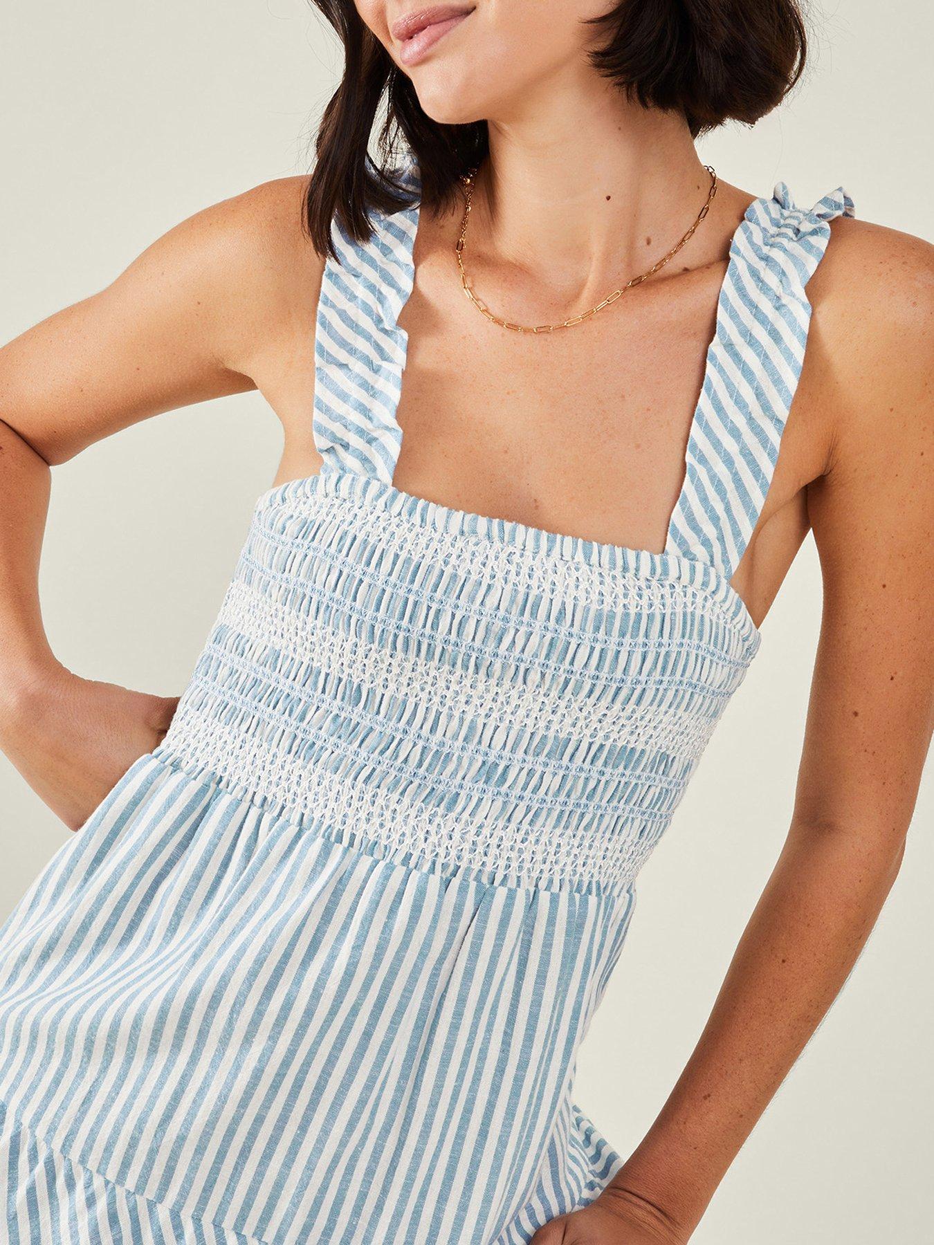 Image 4 of 4 of Accessorize Stripe Tiered Maxi Dress - Blue
