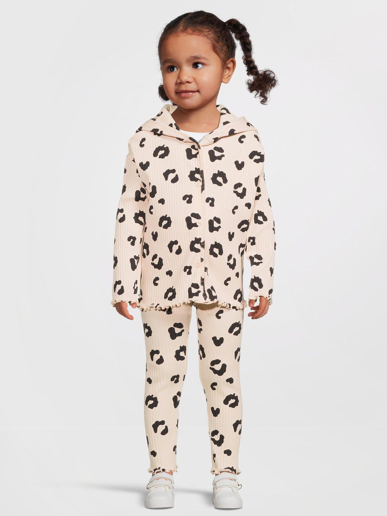 undefined Girls Hooded Button Up Rib Top and Legging - Stone Beige