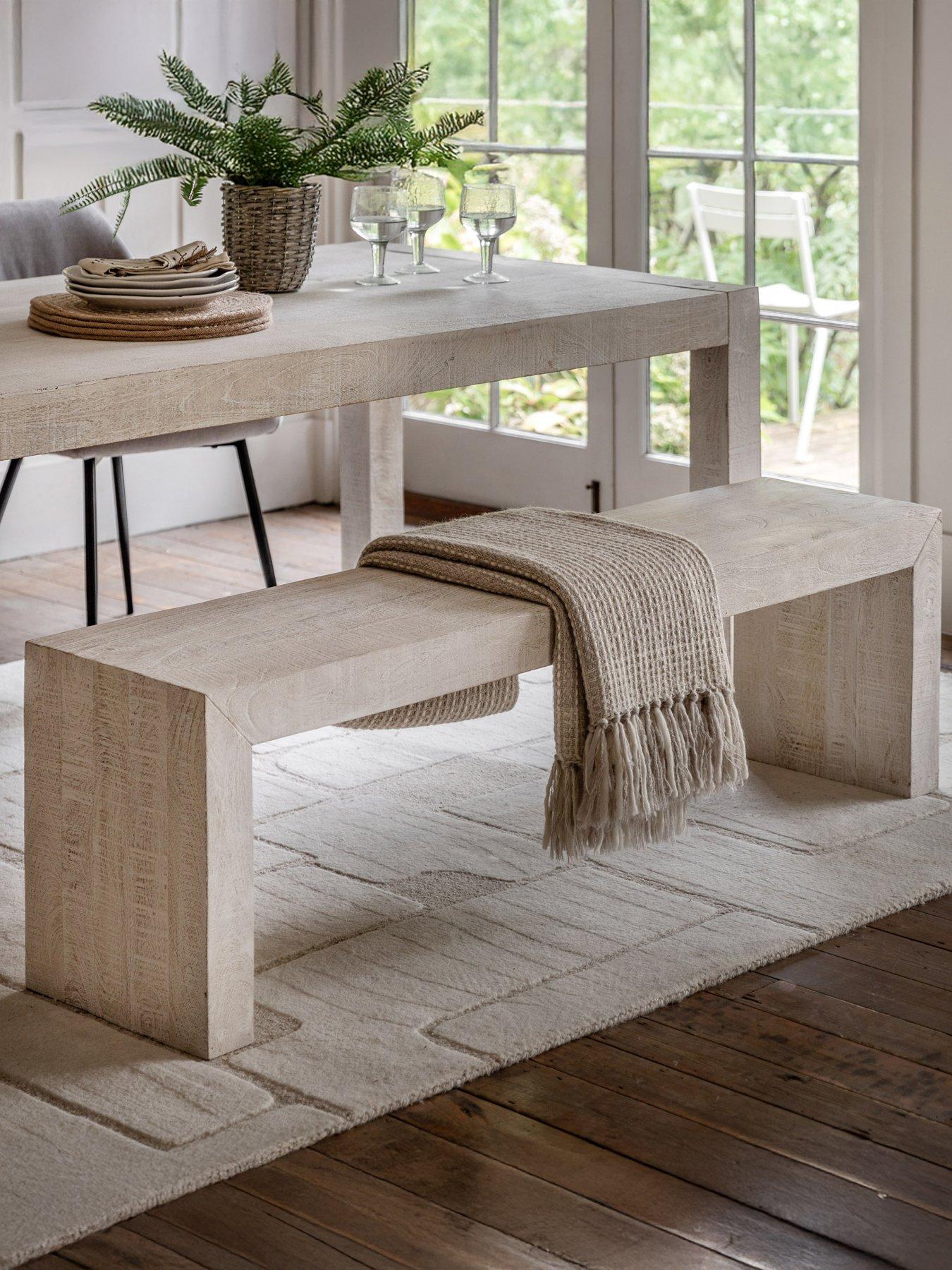 undefined Lina Ready Assembled Dining Bench - Whitewash