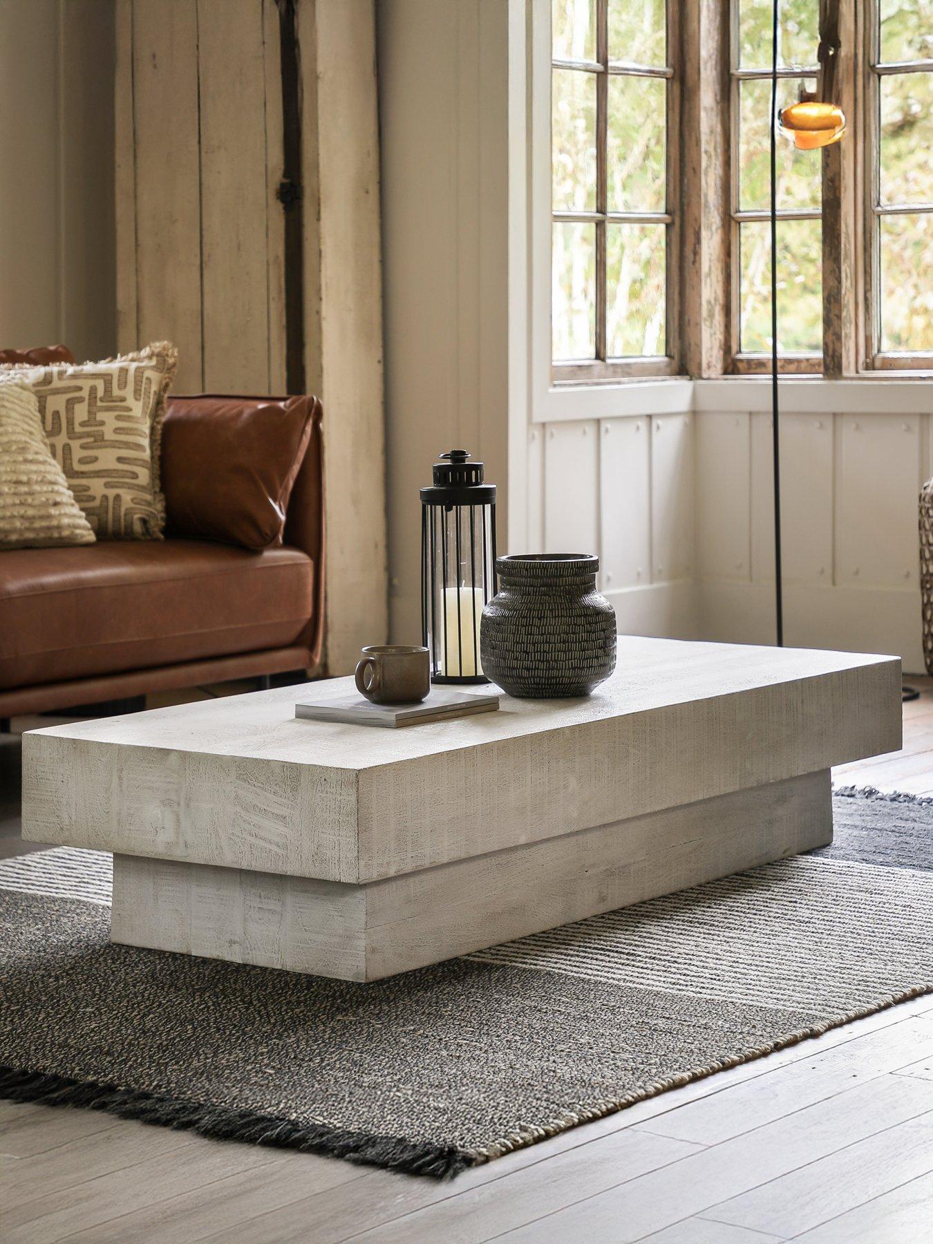 undefined Lina Ready Assembled Mango Wood Coffee Table - Whitewash