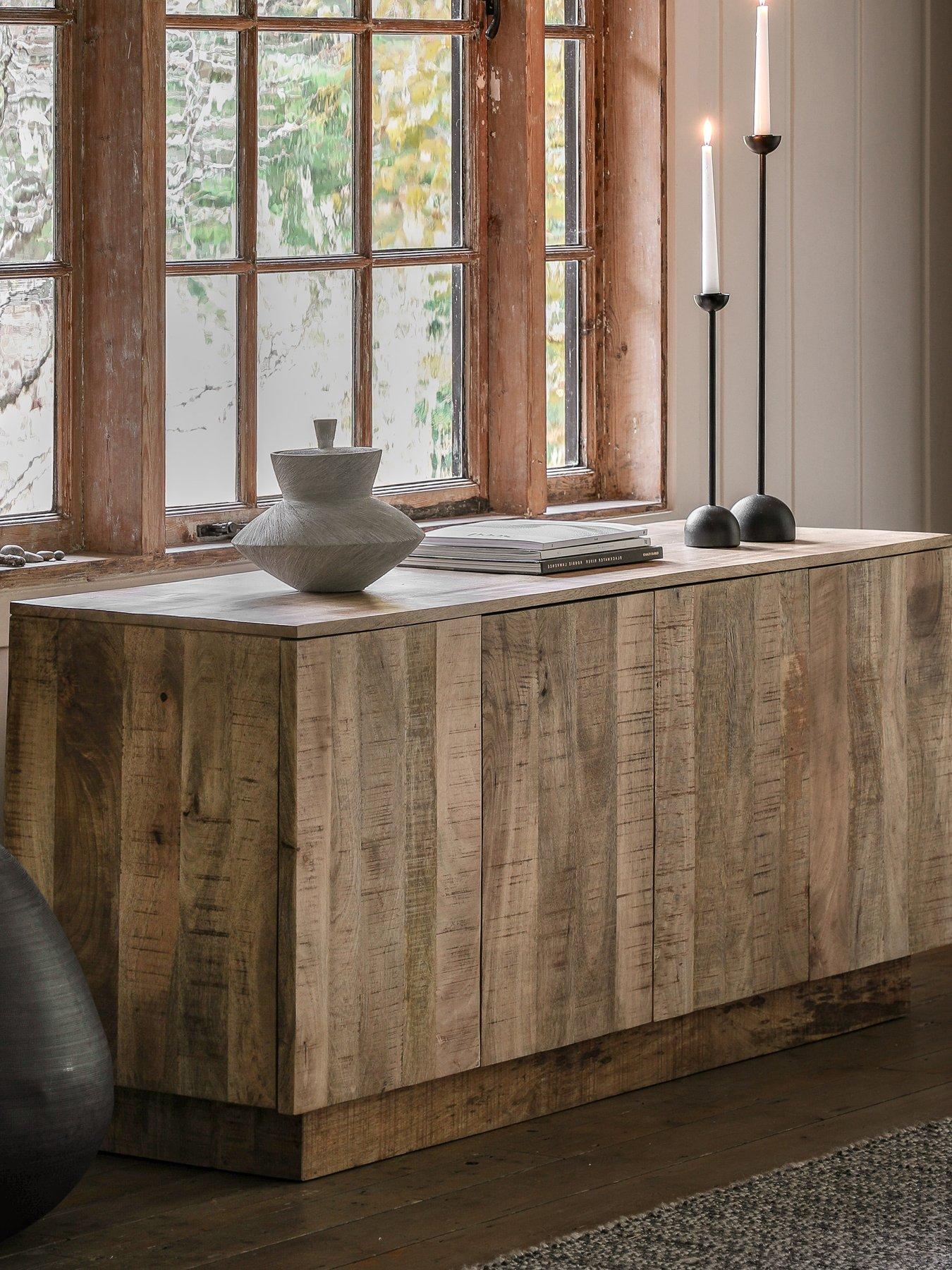 Gallery Direct Lina Ready Assembled Mango Wood 4 Door Sideboard - Natural