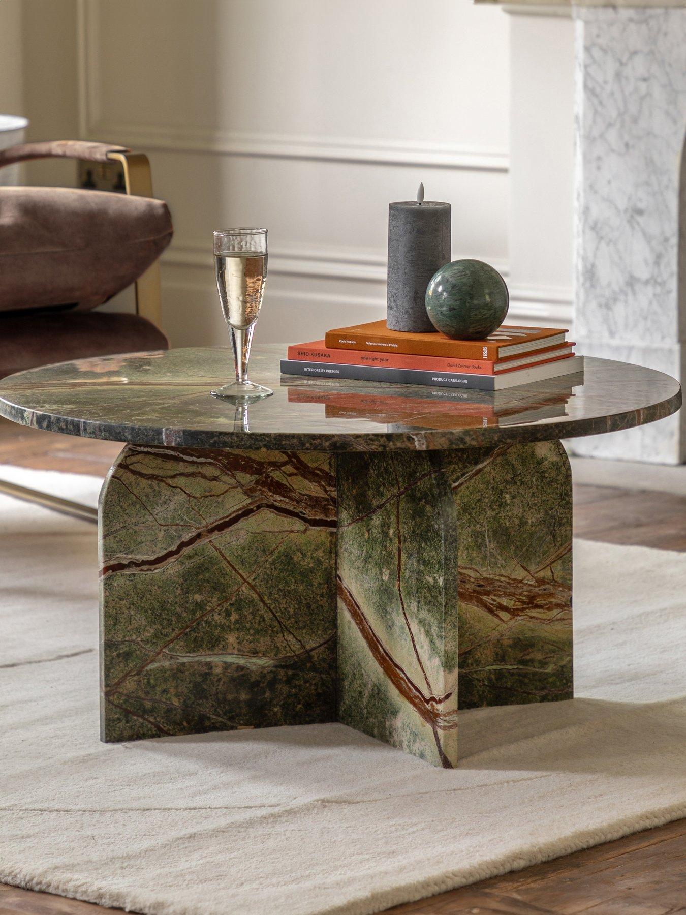 undefined Amina Ready Assembled Marble Coffee Table - Ember