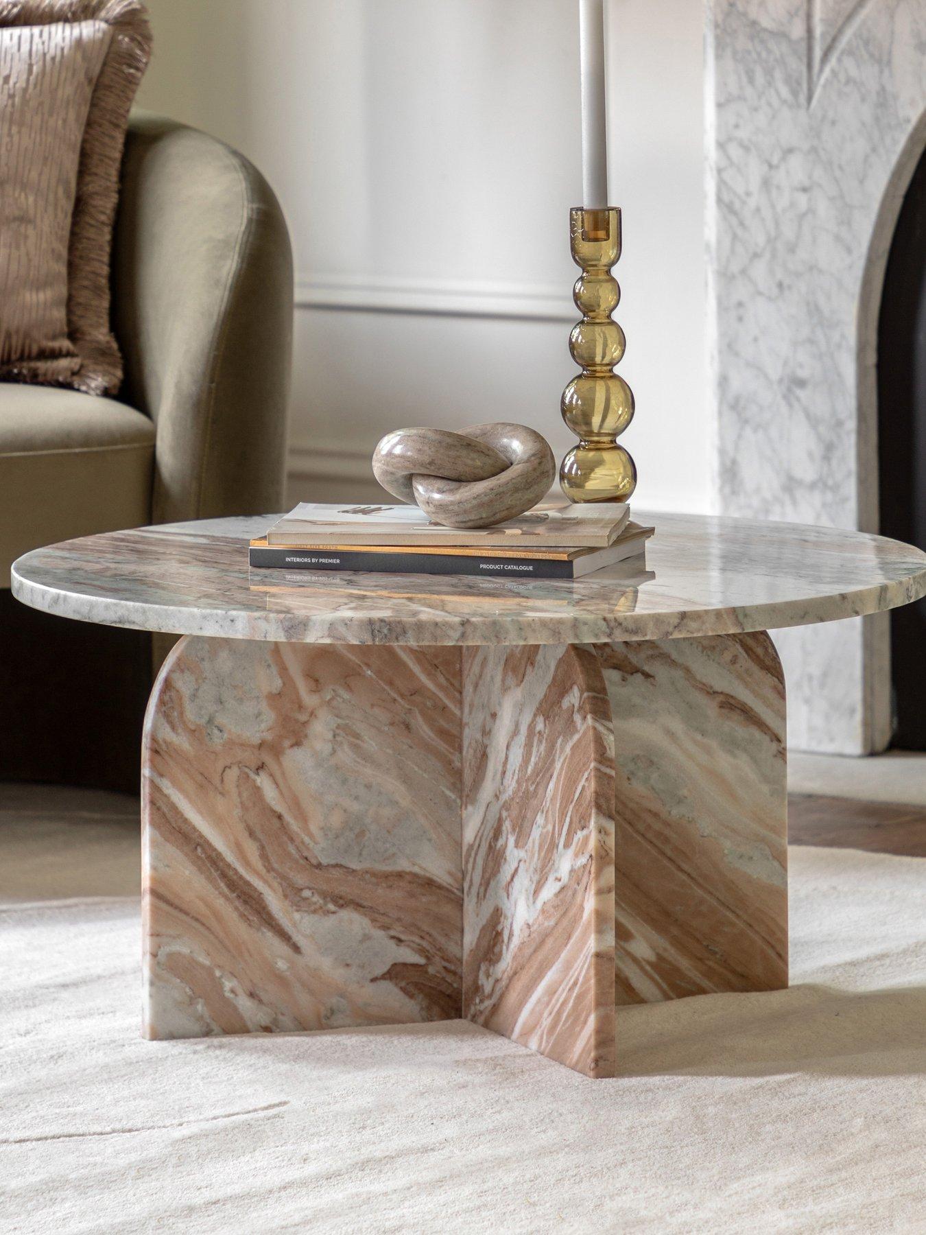 undefined Amina Ready Assembled Marble Coffee Table - Natural