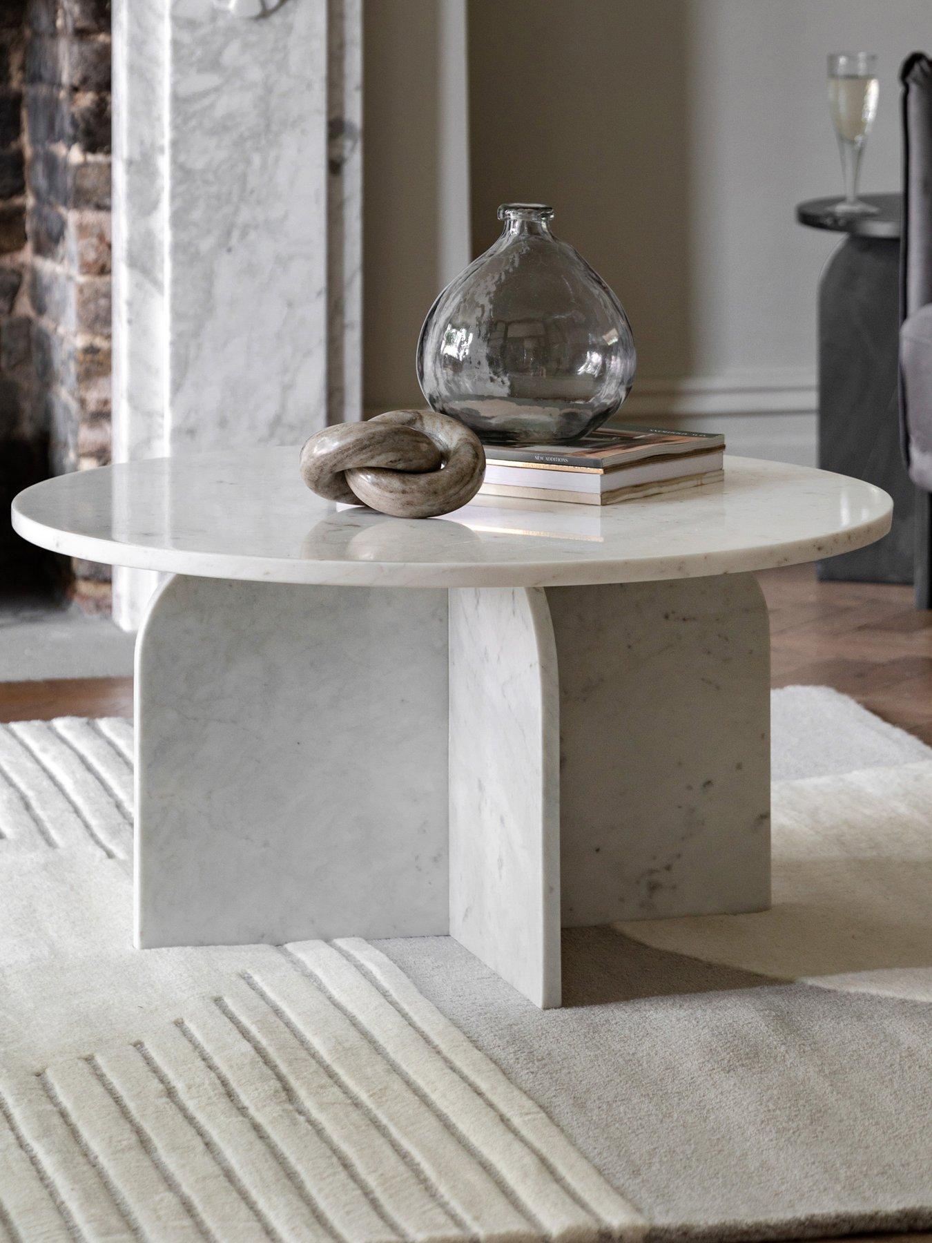 undefined Amina Ready Assembled Marble Coffee Table - White