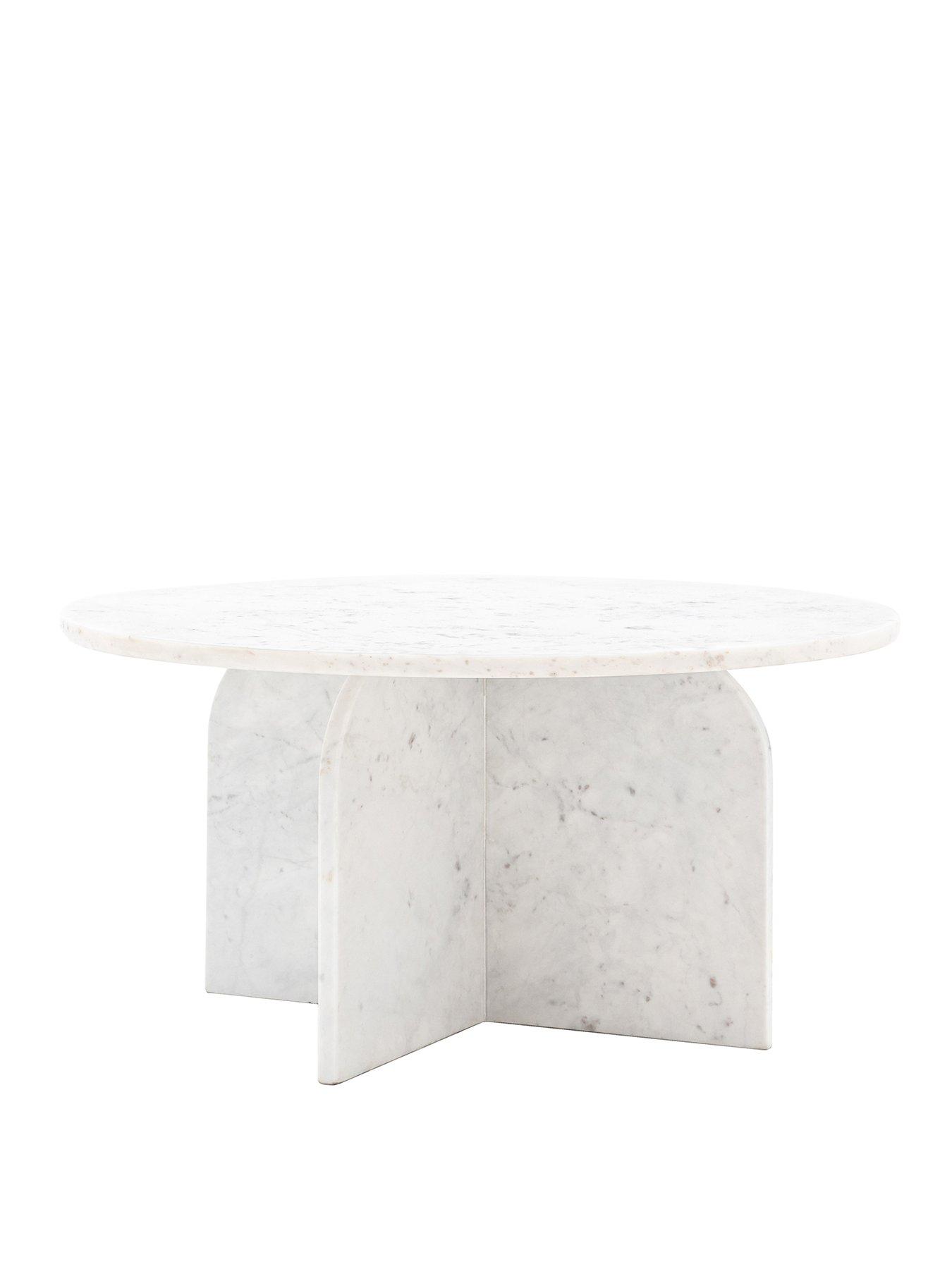 Image 2 of 7 of Gallery Direct Amina Ready Assembled Marble Round&nbsp;Coffee Table - White