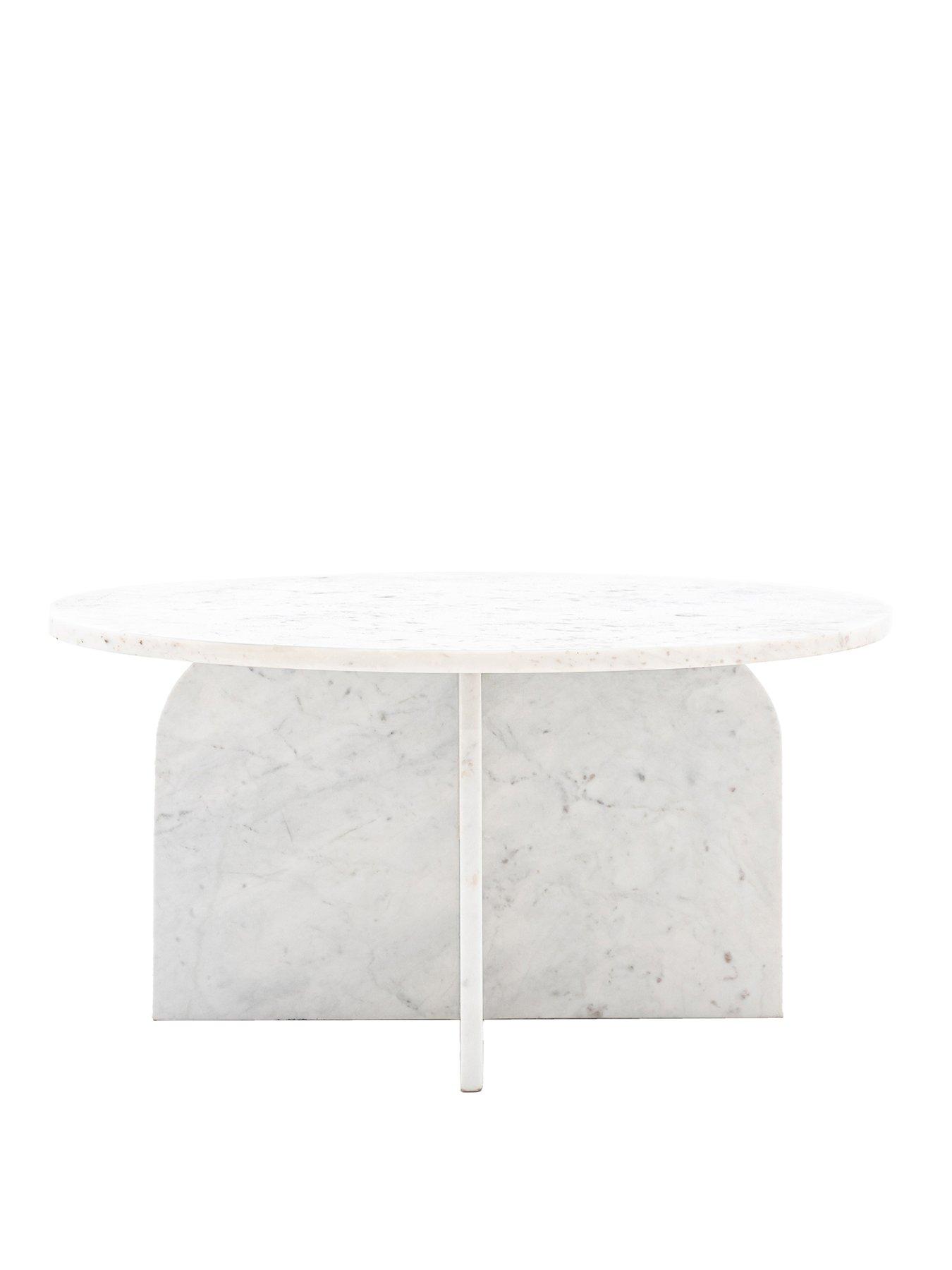 Image 3 of 7 of Gallery Direct Amina Ready Assembled Marble Round&nbsp;Coffee Table - White