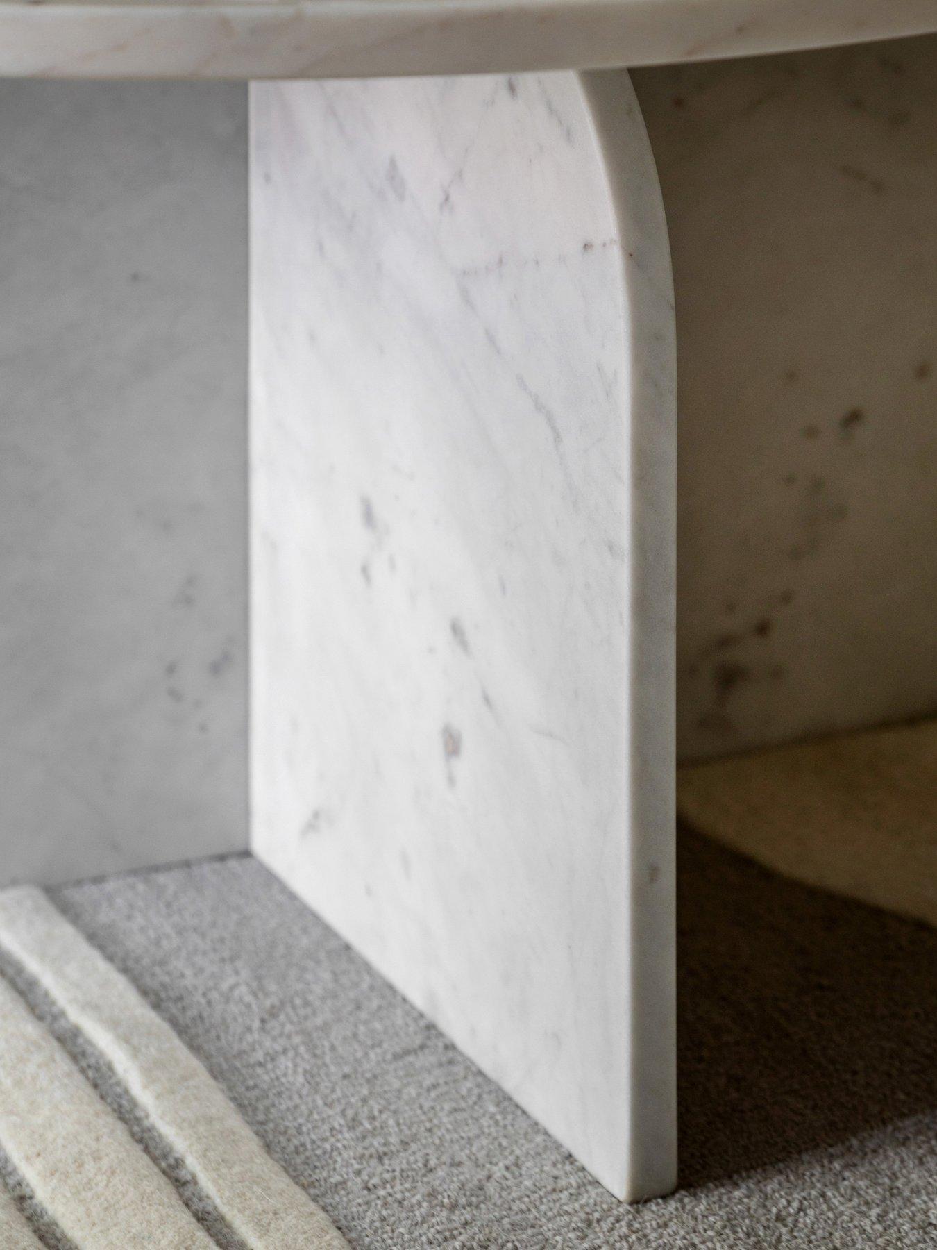 Image 4 of 7 of Gallery Direct Amina Ready Assembled Marble Round&nbsp;Coffee Table - White