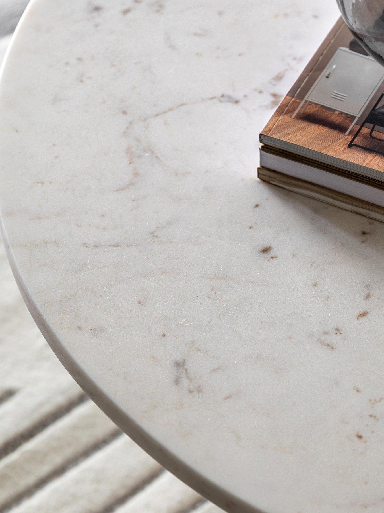 Image 5 of 7 of Gallery Direct Amina Ready Assembled Marble Round&nbsp;Coffee Table - White