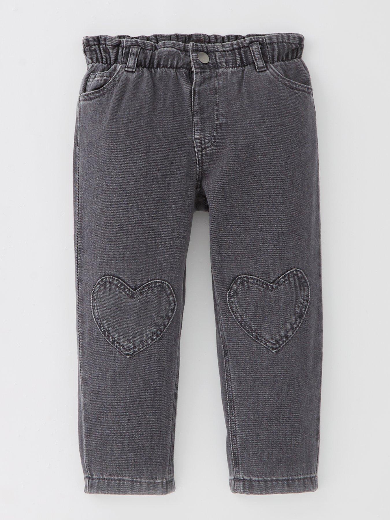 Mini V by Very Girls Mom Jean with Heart Applique - Black