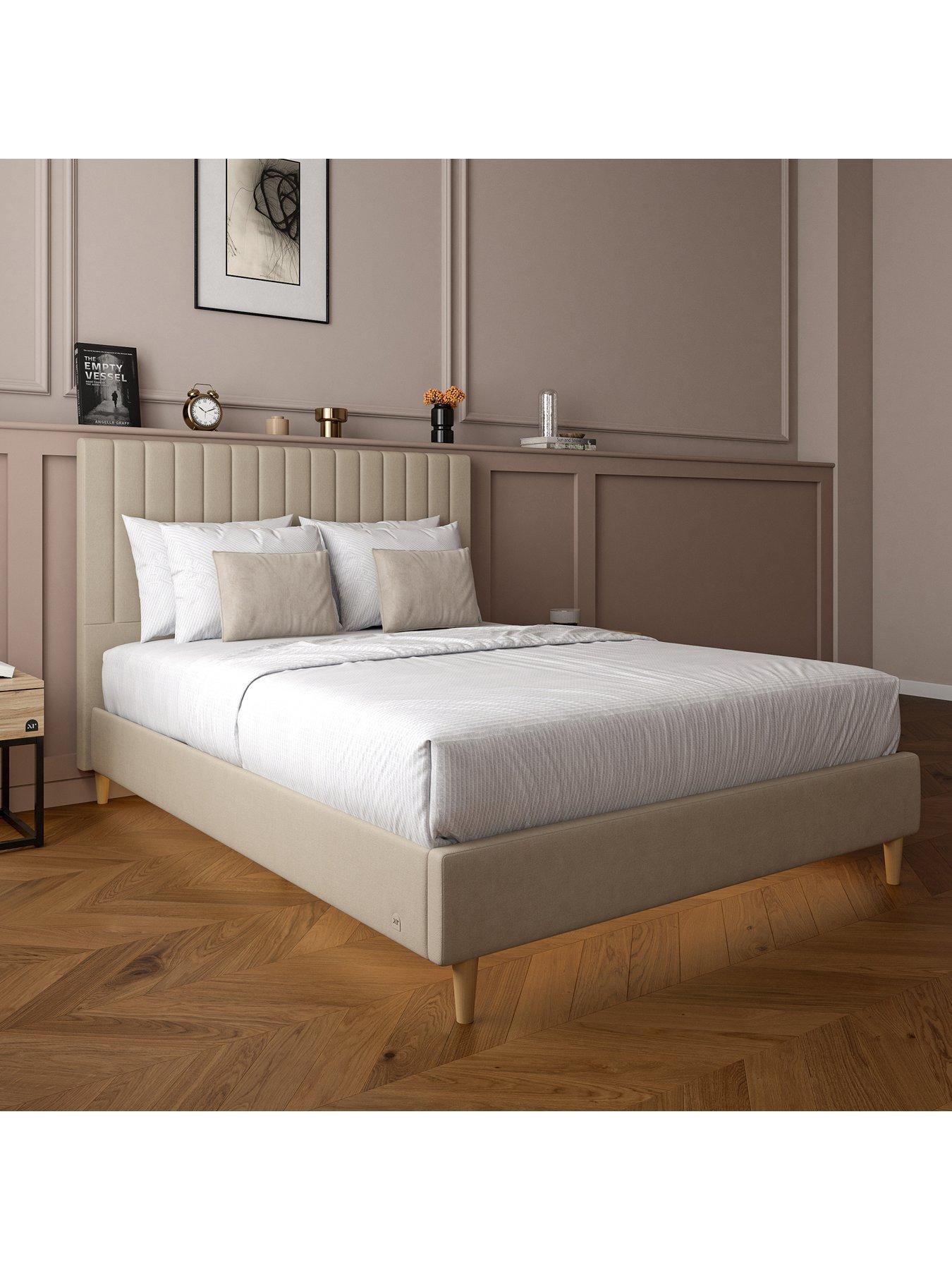 Image 6 of 7 of XR Living Maisie Velvet Bed Frame with Under Frame LED Lights - Natural Stone