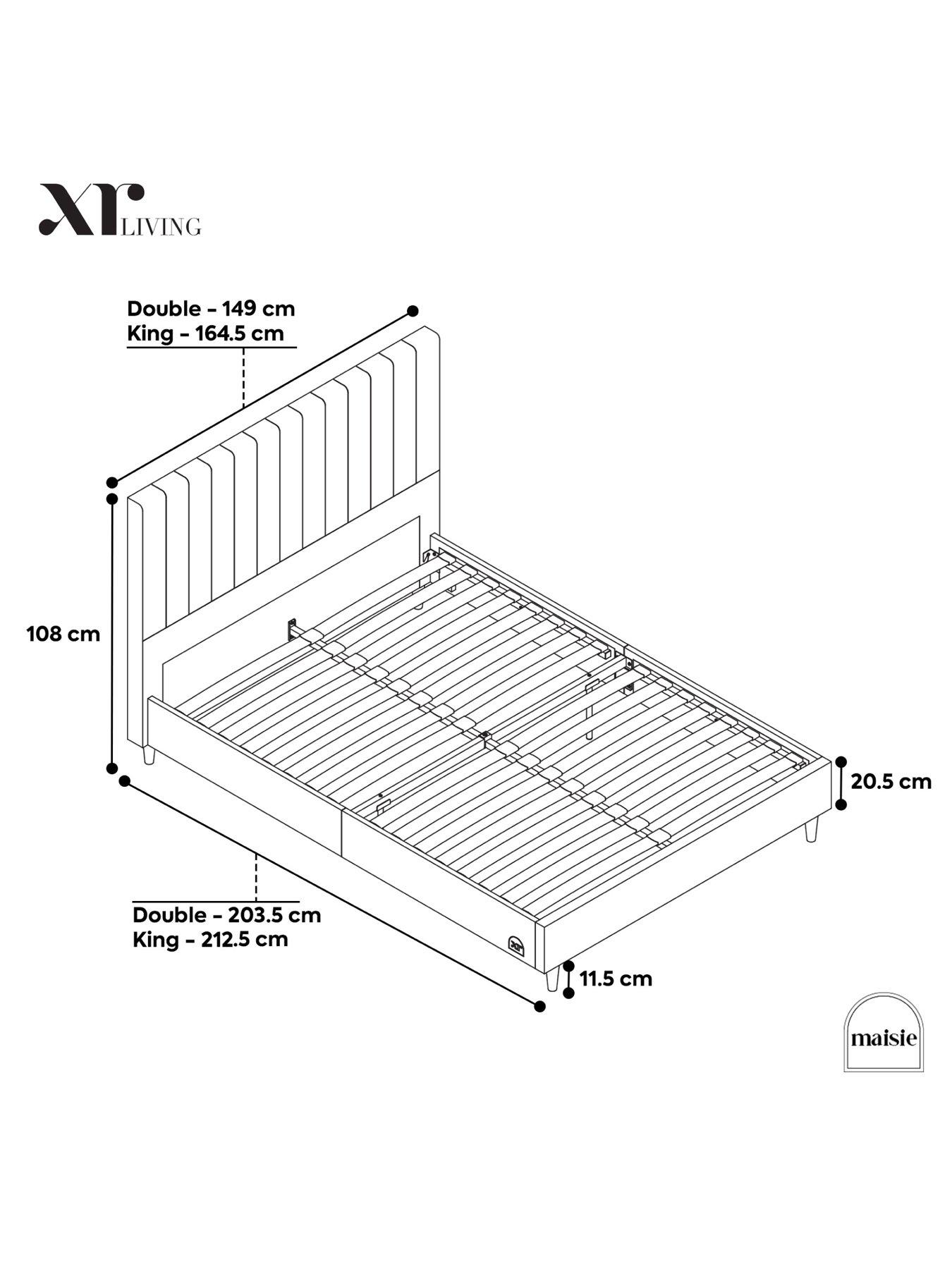 Image 7 of 7 of XR Living Maisie Velvet Bed Frame with Under Frame LED Lights - Natural Stone
