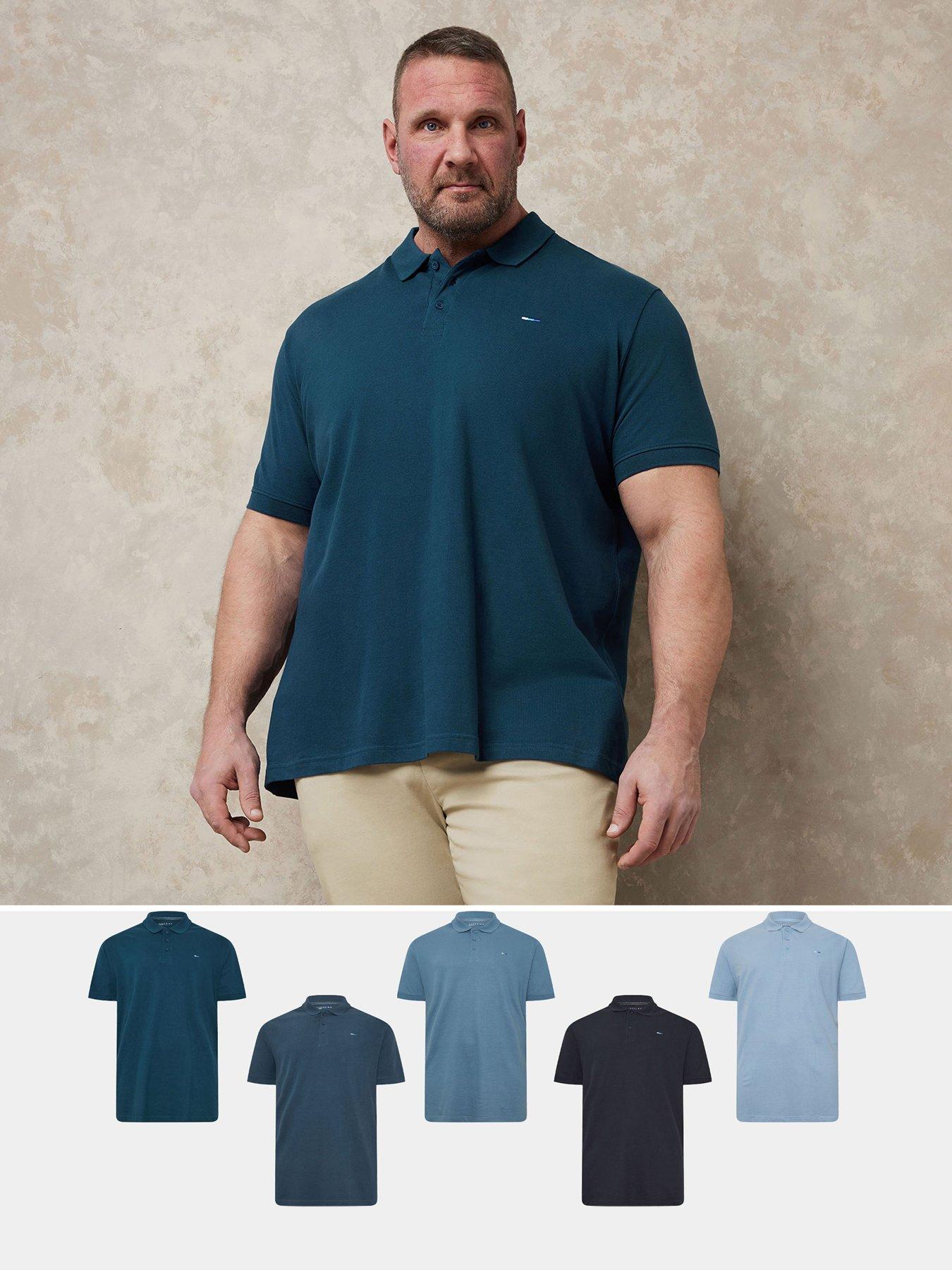 BadRhino 5 Pack of Plain Pique Polo Shirt, Blue, Size 5-6Xl, Men
