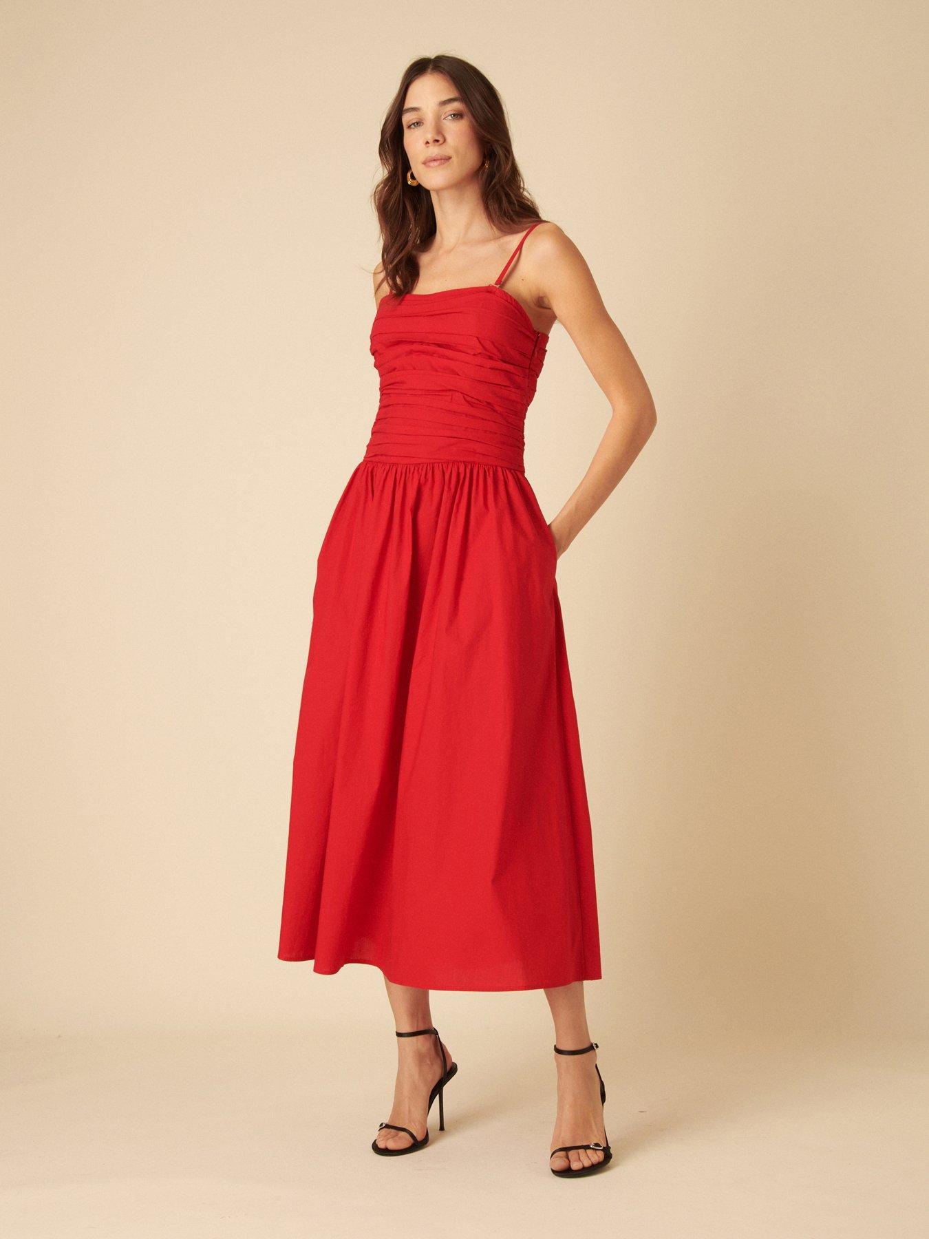 undefined Felicity Midi Dress - Black - Red