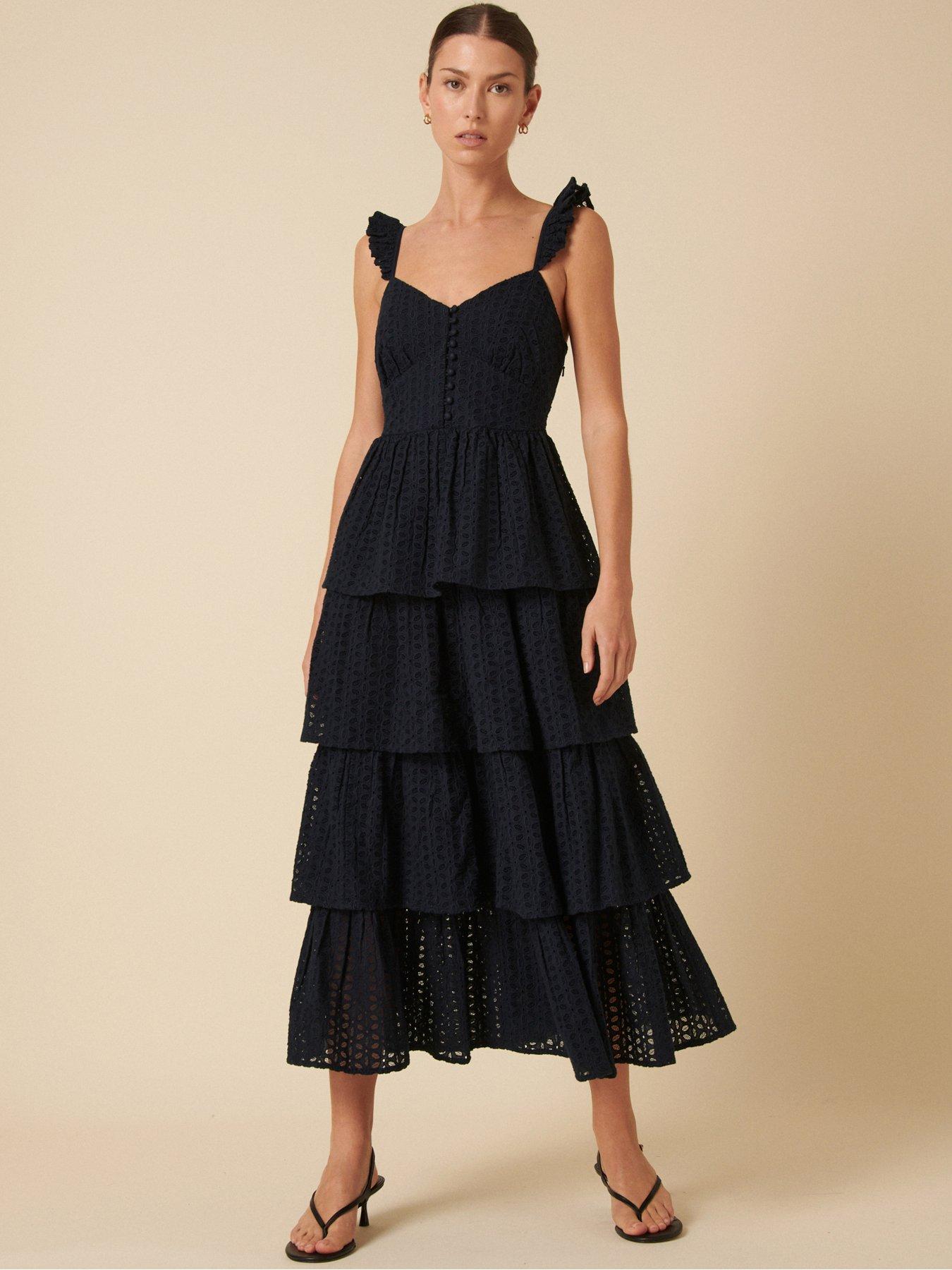 undefined Rhys Midi Dress - Navy - Blue