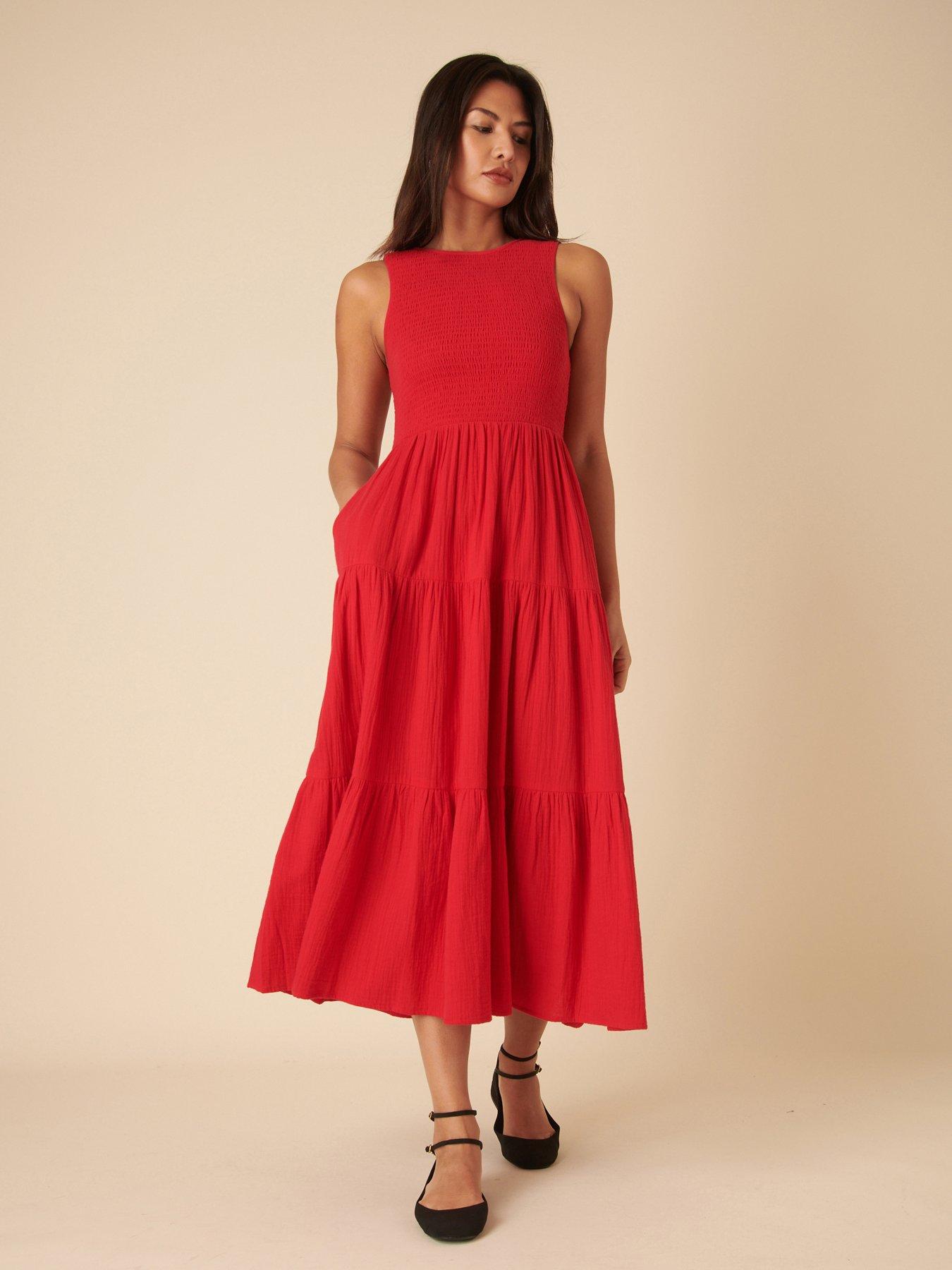 Image 1 of 4 of Nobodys Child Sleeveless Midaxi Dress - Red