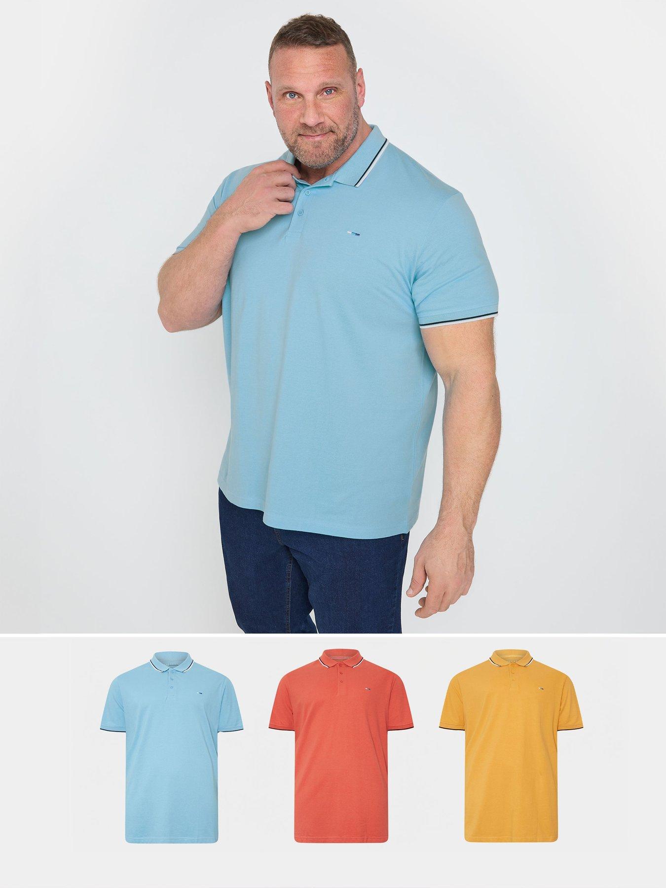 BadRhino 3 Pack Tipped Pique Polo Shirts, Multi, Size 3Xl, Men