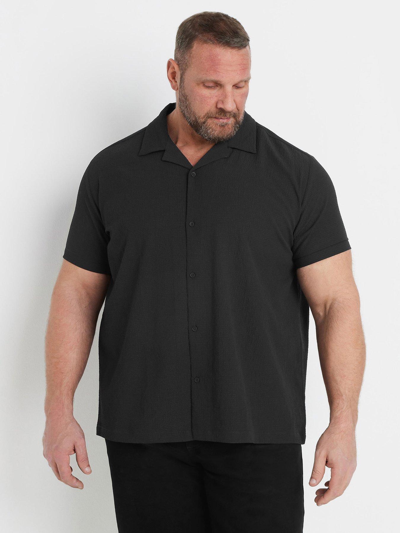 undefined Seersucker Short Sleeve Shirt - Black