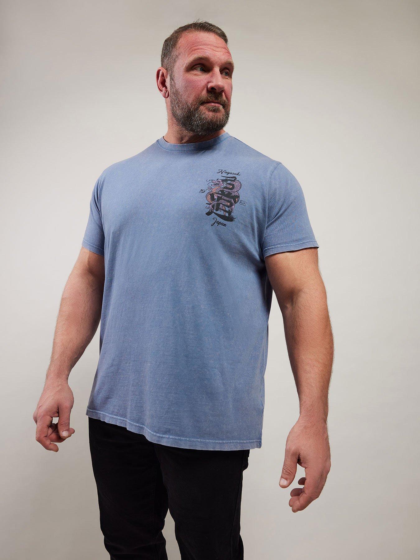 undefined Snake Japanese Graphic T-Shirt - Light Blue